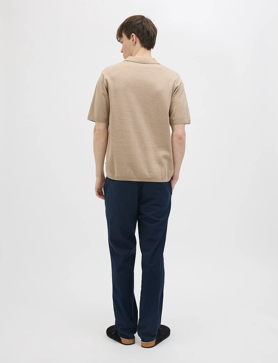 JJ REBEL - JREBCALLUM KNIT POLO SS SN - kootud polosärgid - crockery - 3