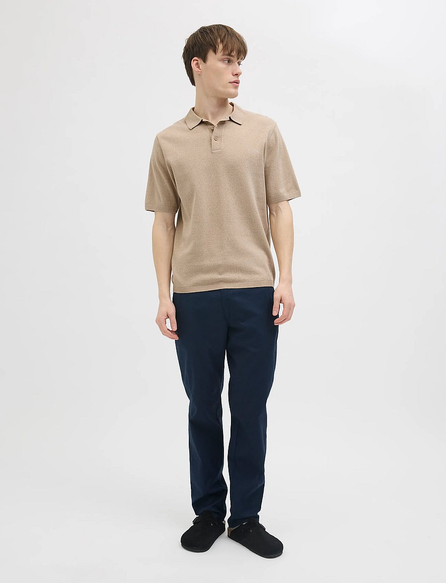 JJ REBEL - JREBCALLUM KNIT POLO SS SN - kootud polosärgid - crockery - 4