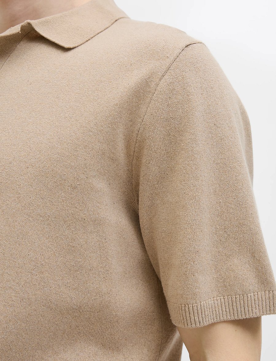 JJ REBEL - JREBCALLUM KNIT POLO SS SN - kootud polosärgid - crockery - 5