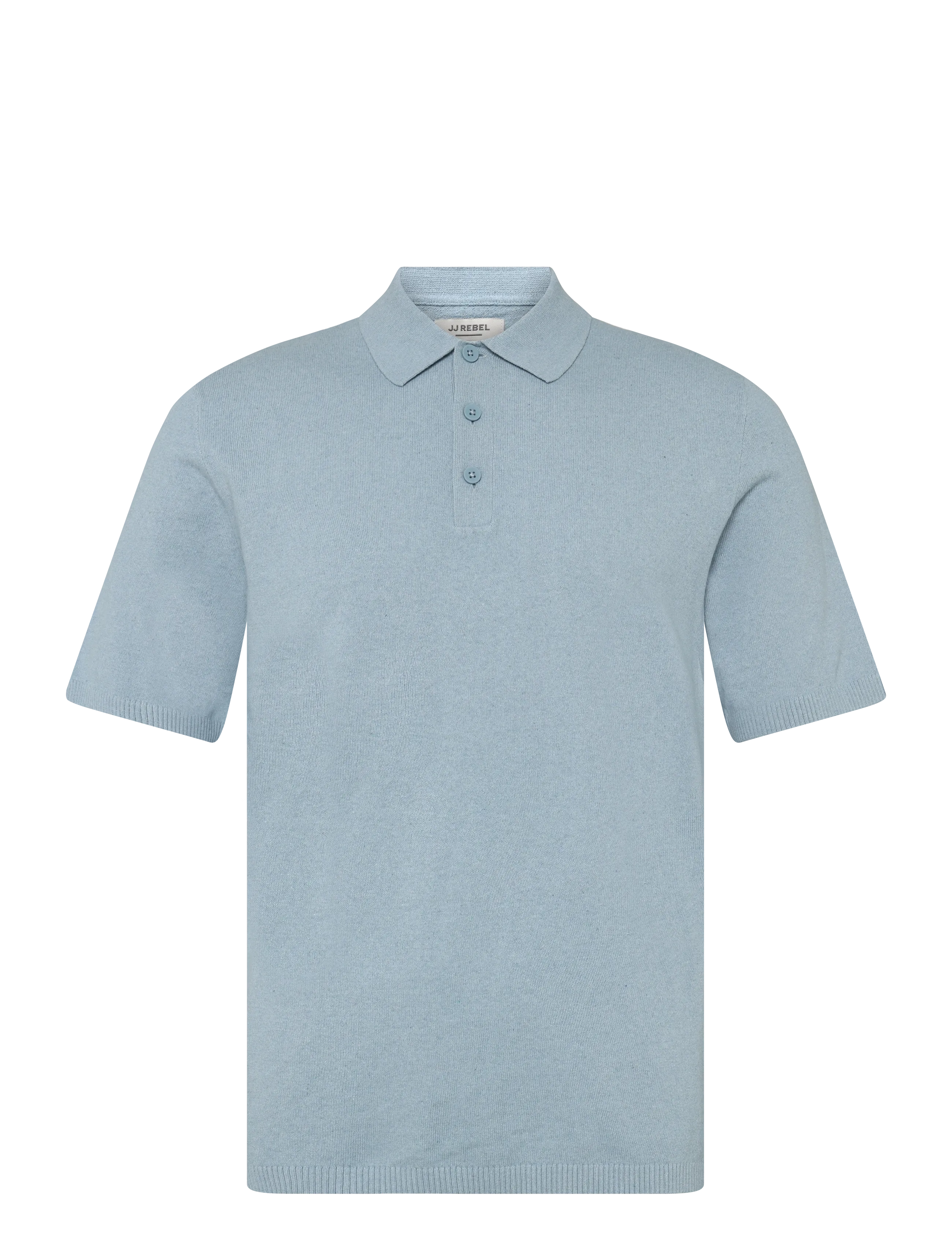 JJ REBEL JREBCALLUM KNIT POLO SS SN - Stickade basplagg - FADED DENIM / blue