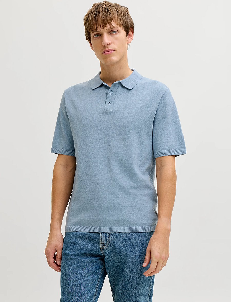 JJ REBEL - JREBCALLUM KNIT POLO SS SN - faded denim - 0
