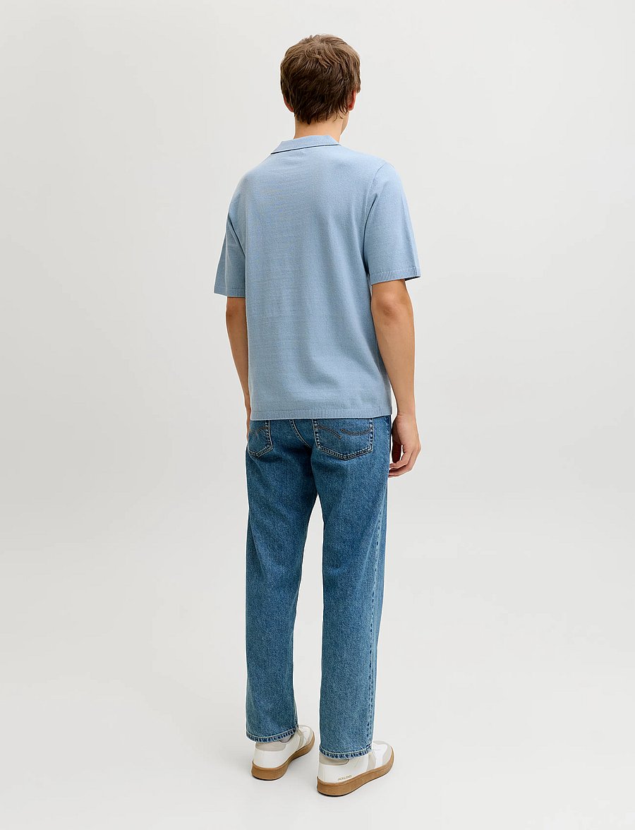 JJ REBEL - JREBCALLUM KNIT POLO SS SN - faded denim - 3