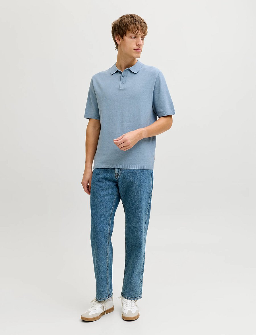 JJ REBEL - JREBCALLUM KNIT POLO SS SN - faded denim - 4