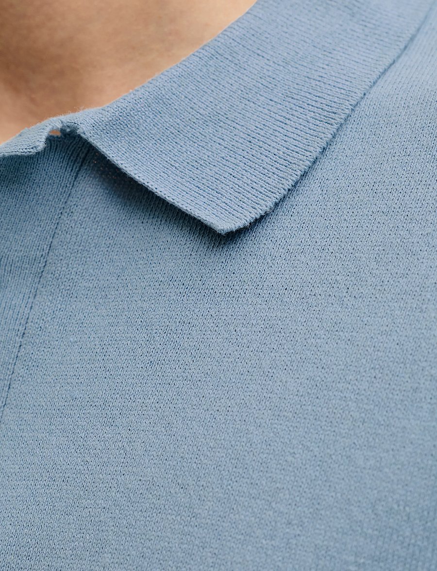 JJ REBEL - JREBCALLUM KNIT POLO SS SN - faded denim - 5