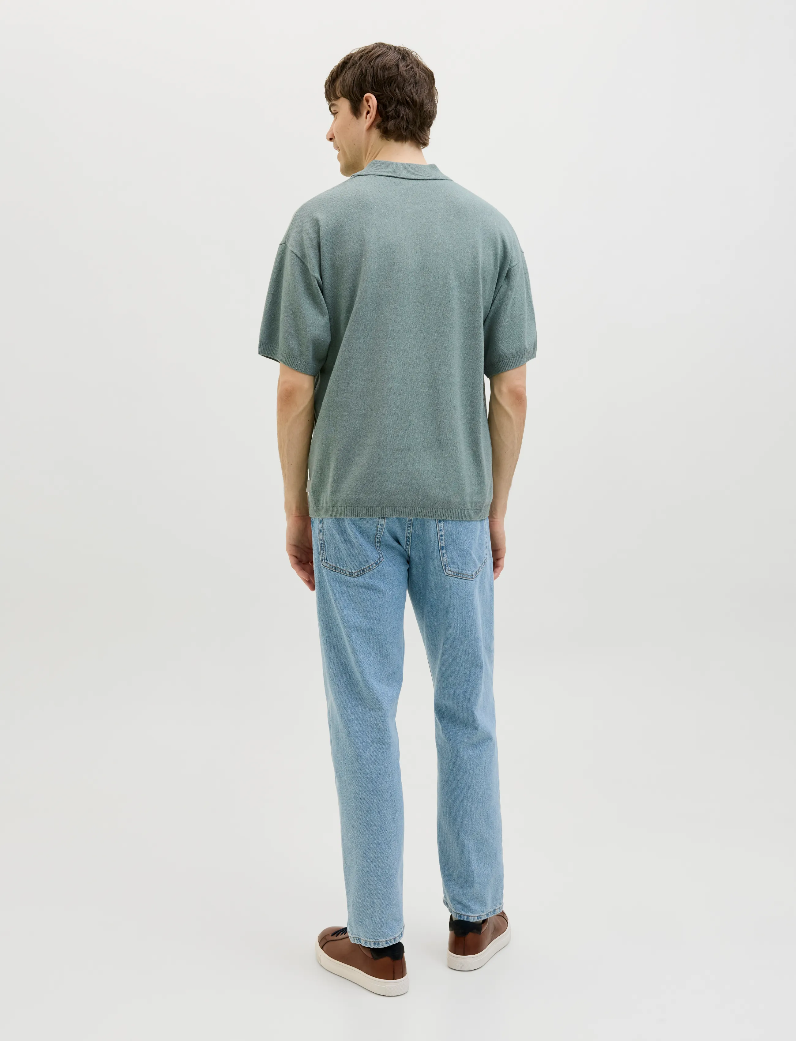JJ REBEL - JREBCALLUM KNIT SPLIT NECK - laveste priser - desert sage - 3