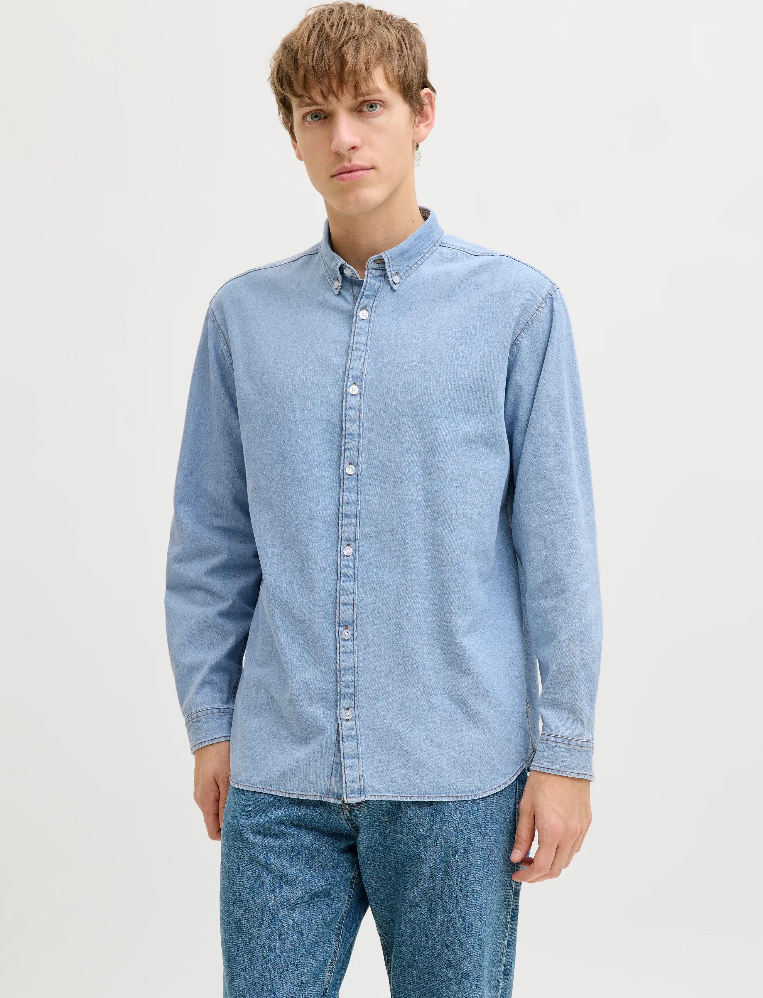 JJ REBEL JREBAVAN SHIRT LS - Clothing - LIGHT BLUE DENIM / blue
