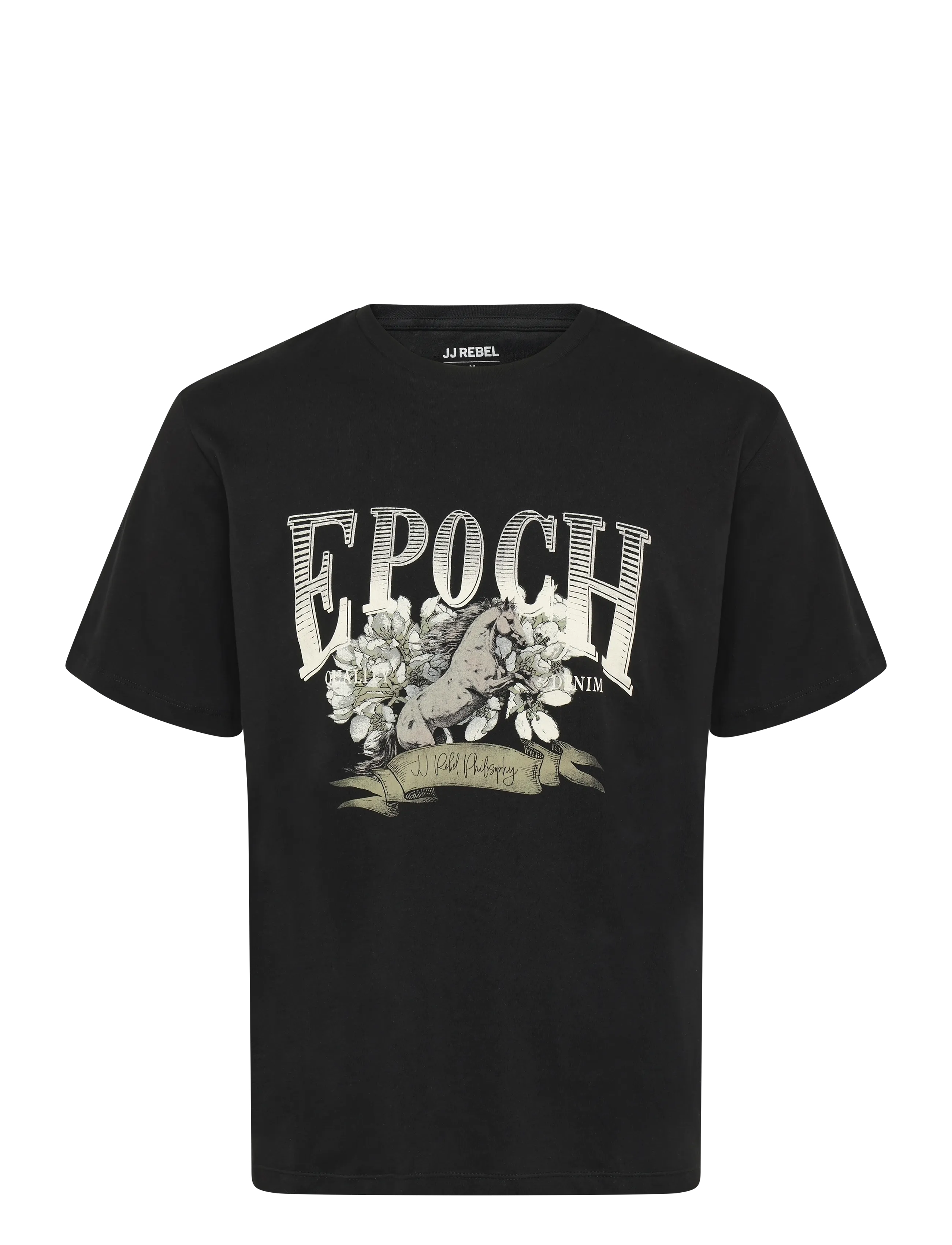 JJ REBEL JREBHENRY TEE SS CREW NECK - Kortärmade T-shirts - BLACK / black