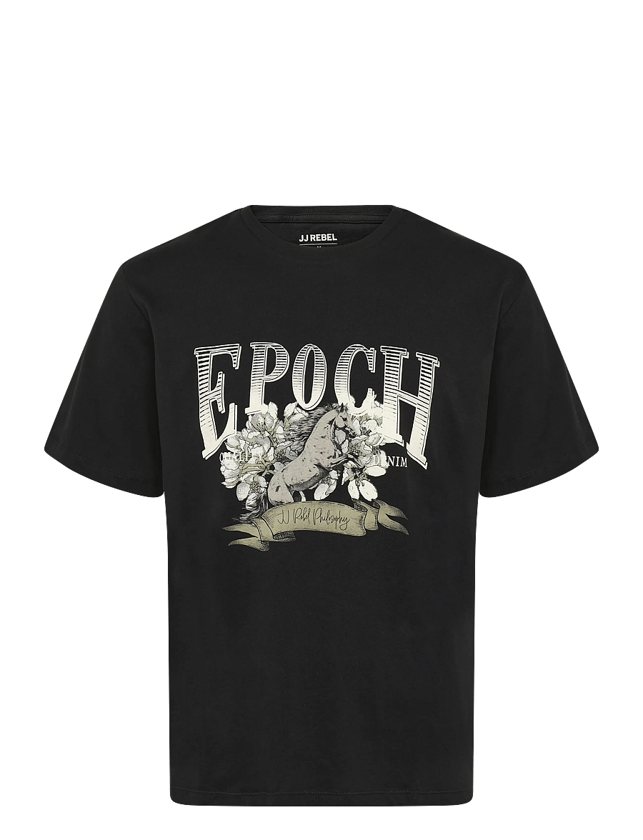 JJ REBEL - JREBHENRY TEE SS CREW NECK - kurzärmelige t-shirts - black - 1