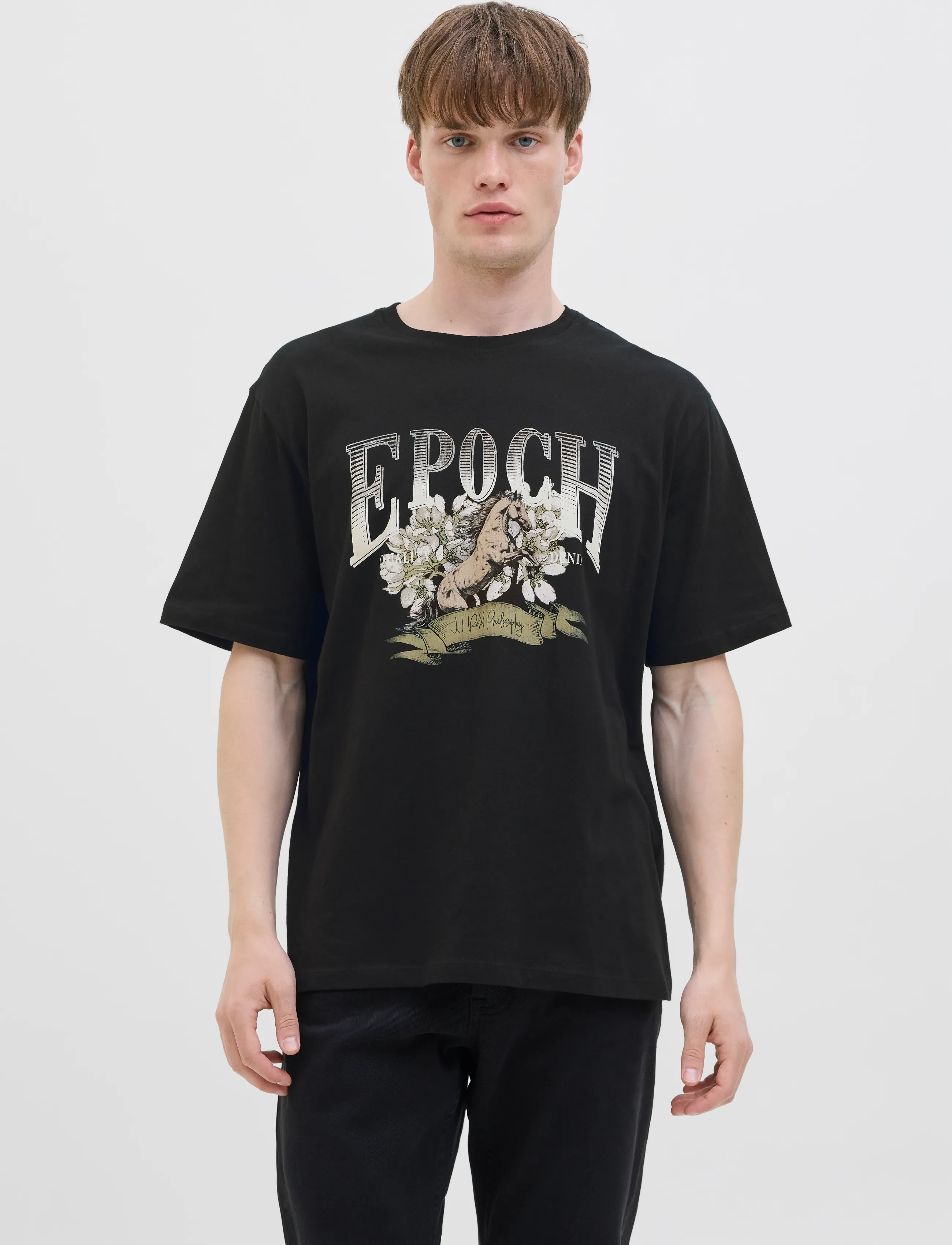 JJ REBEL JREBHENRY TEE SS CREW NECK - T-shirts - BLACK / black