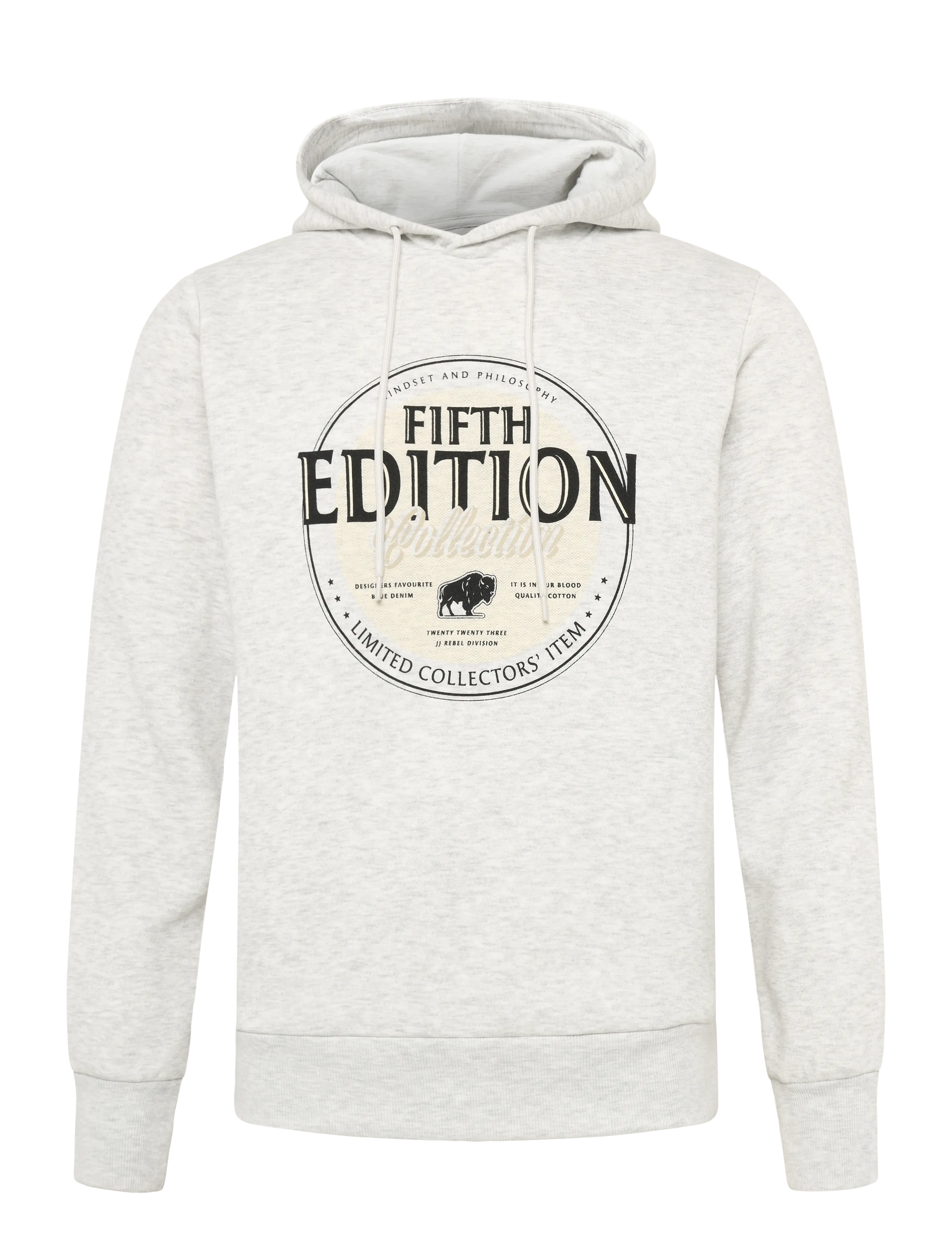 JJ REBEL JREBLASSE SWEAT HOOD - JJ REBEL - WHITE MELANGE / grey