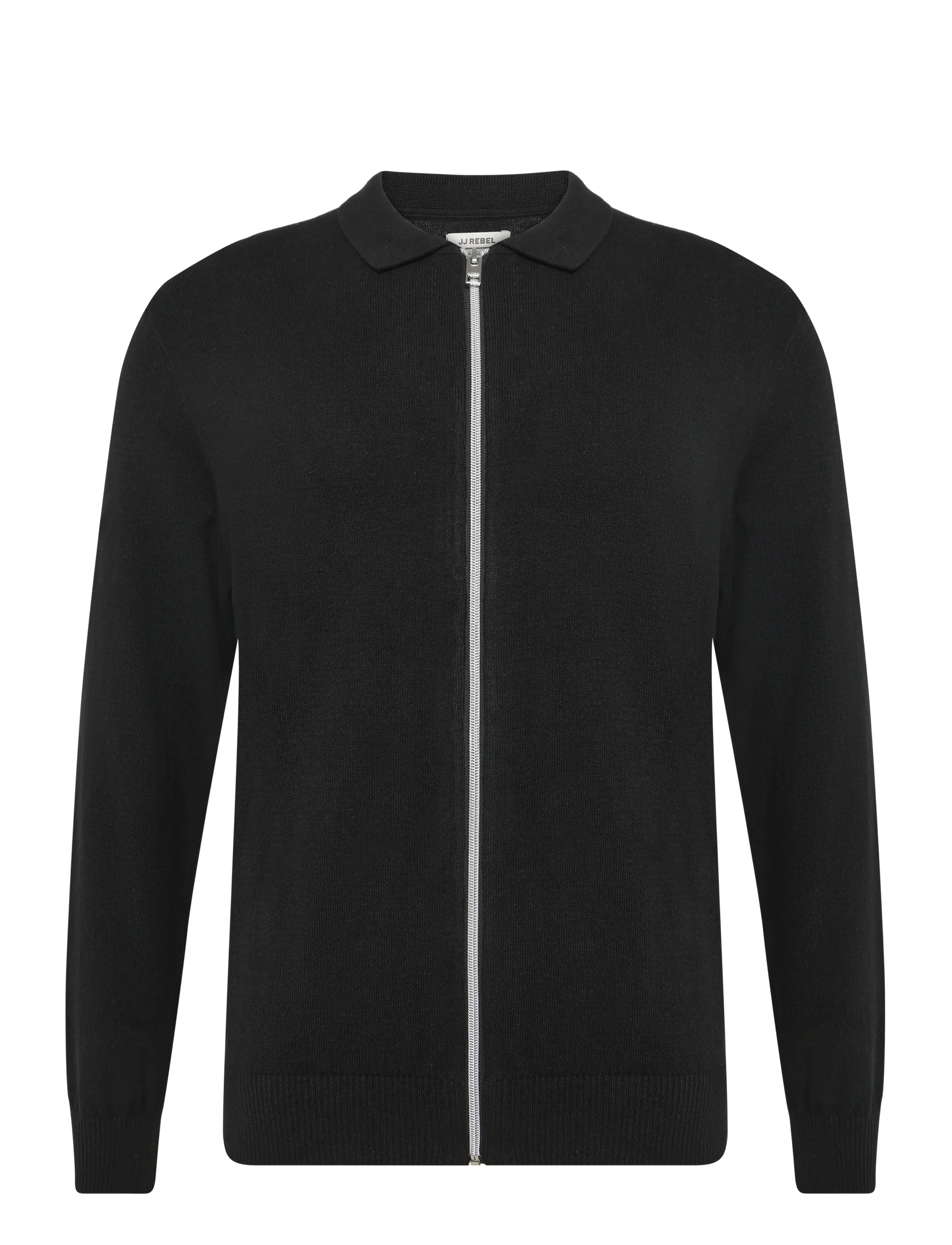JJ REBEL JREBCALLUM KNIT POLO FULL ZIP - Kleidung - BLACK / black