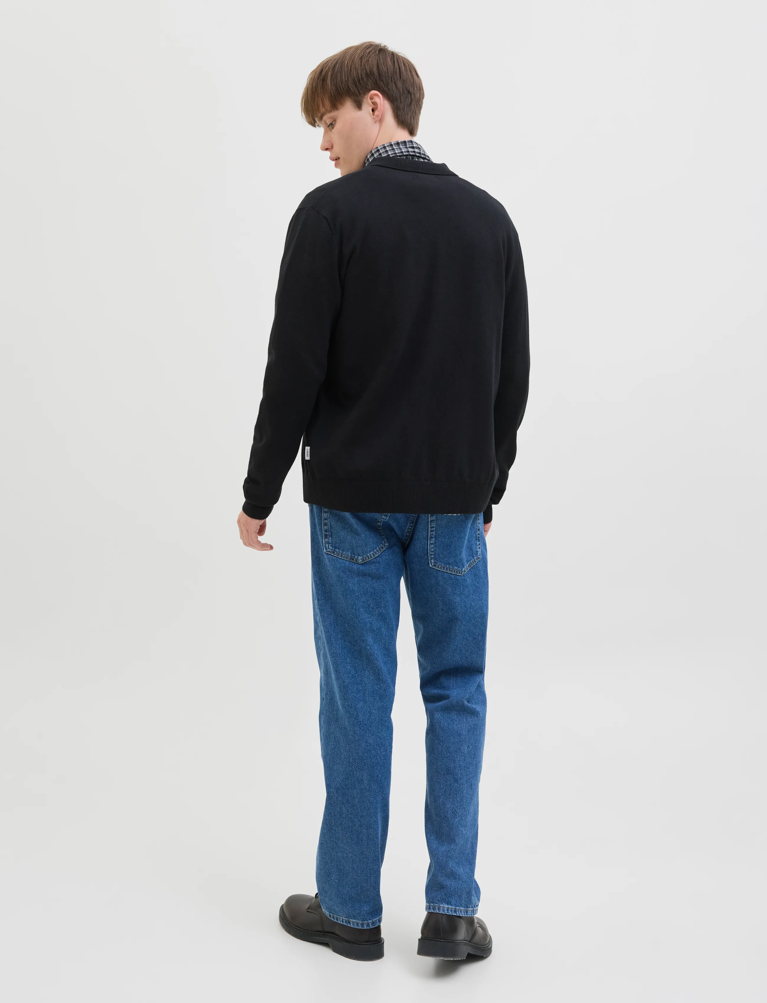 JJ REBEL - JREBCALLUM KNIT POLO FULL ZIP - polostrik - black - 3