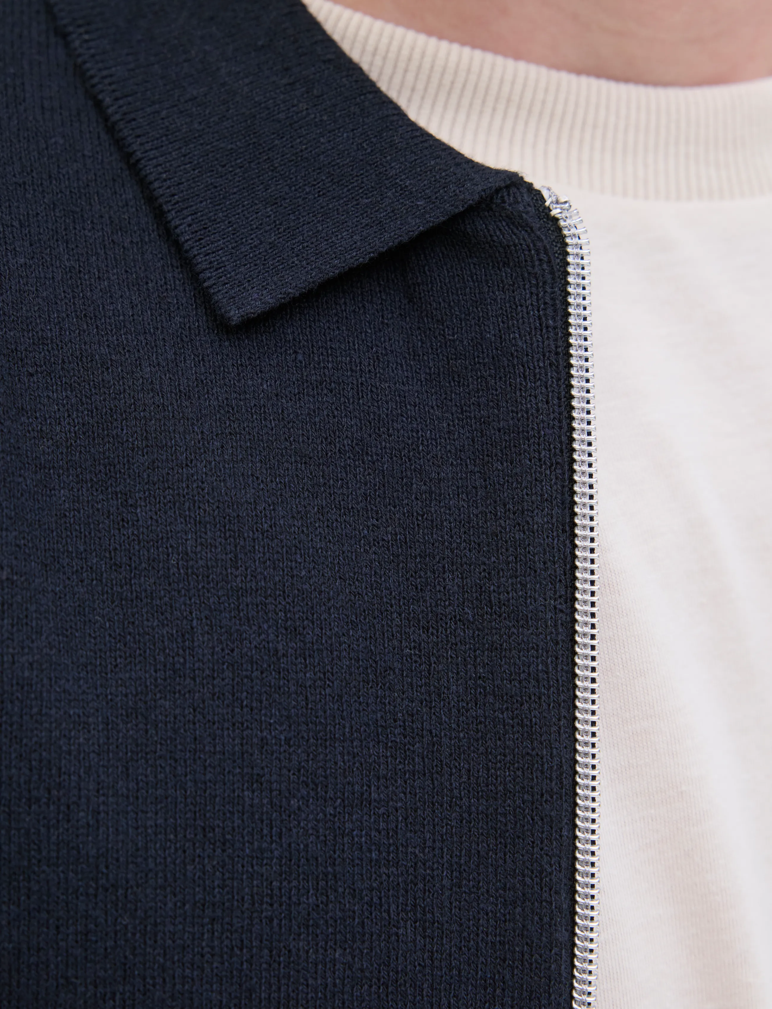 JJ REBEL - JREBCALLUM KNIT POLO FULL ZIP - knitted polos - sky captain - 5