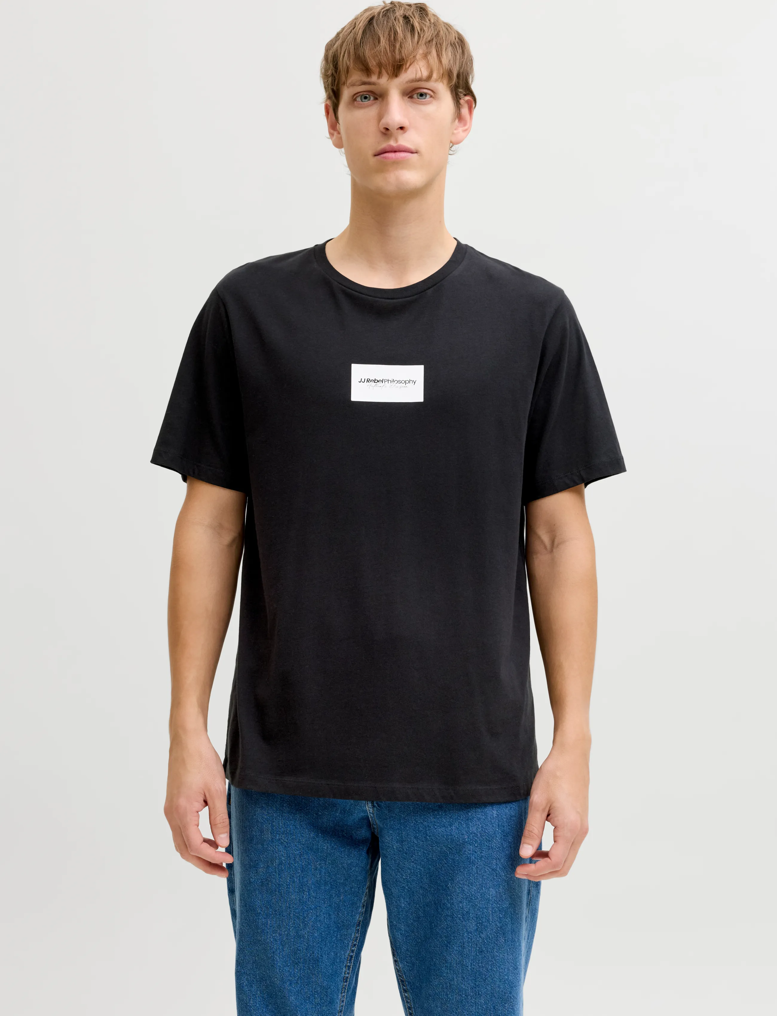 JJ REBEL JREBDUKE SS TEE CREW NECK - Lühikeste varrukatega T-särgid - BLACK / black