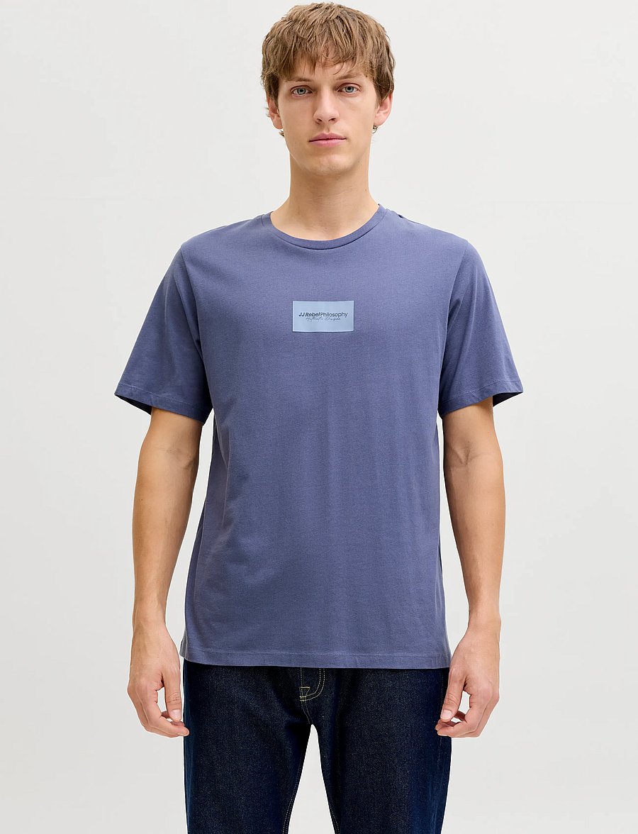JJ REBEL - JREBDUKE SS TEE CREW NECK - kurzärmelige t-shirts - nightshadow blue - 0