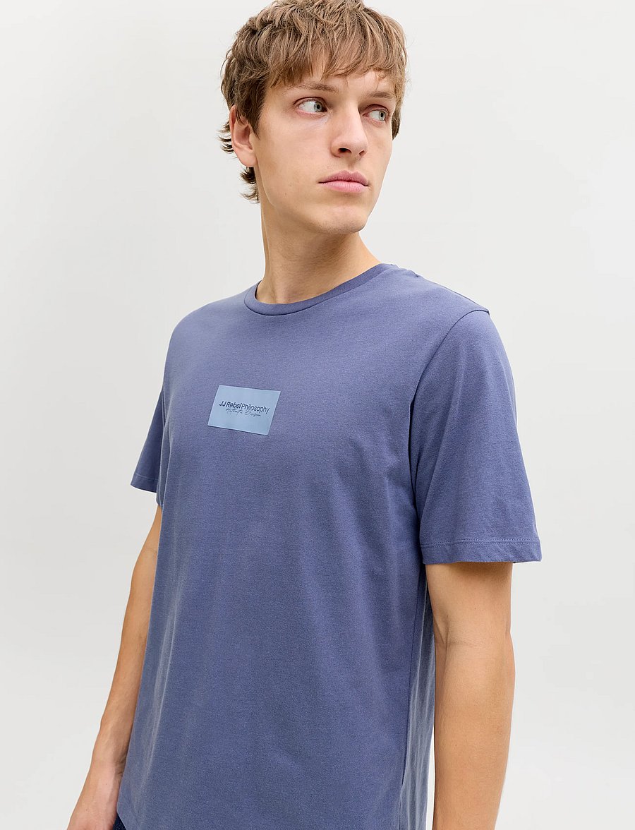 JJ REBEL - JREBDUKE SS TEE CREW NECK - kurzärmelige t-shirts - nightshadow blue - 5