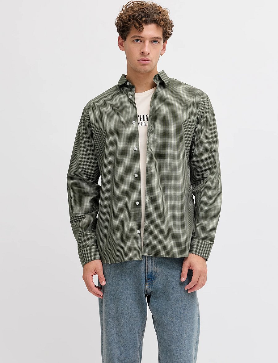 JJ REBEL - JREBGAVIN CHECK SHIRT LS - beetle - 0