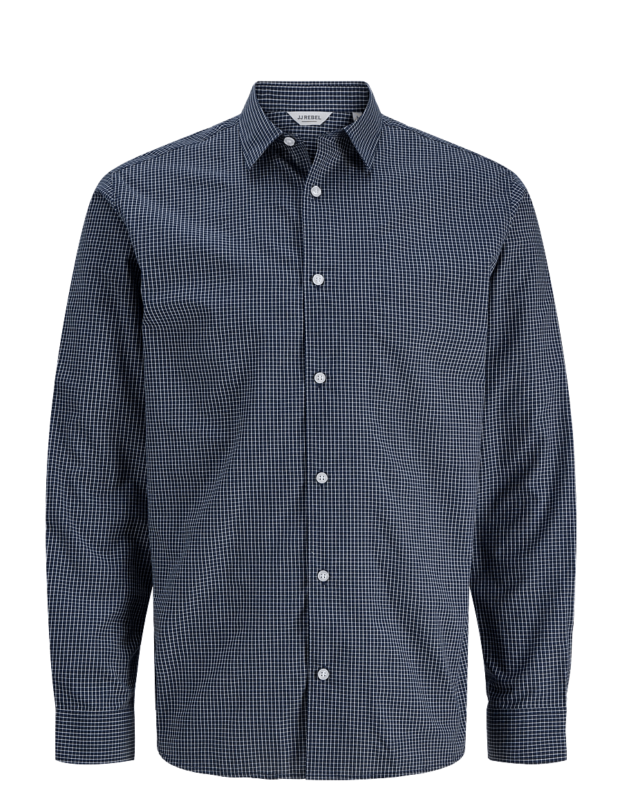 JJ REBEL - JREBGAVIN CHECK SHIRT LS - karierte hemden - navy blazer - 1