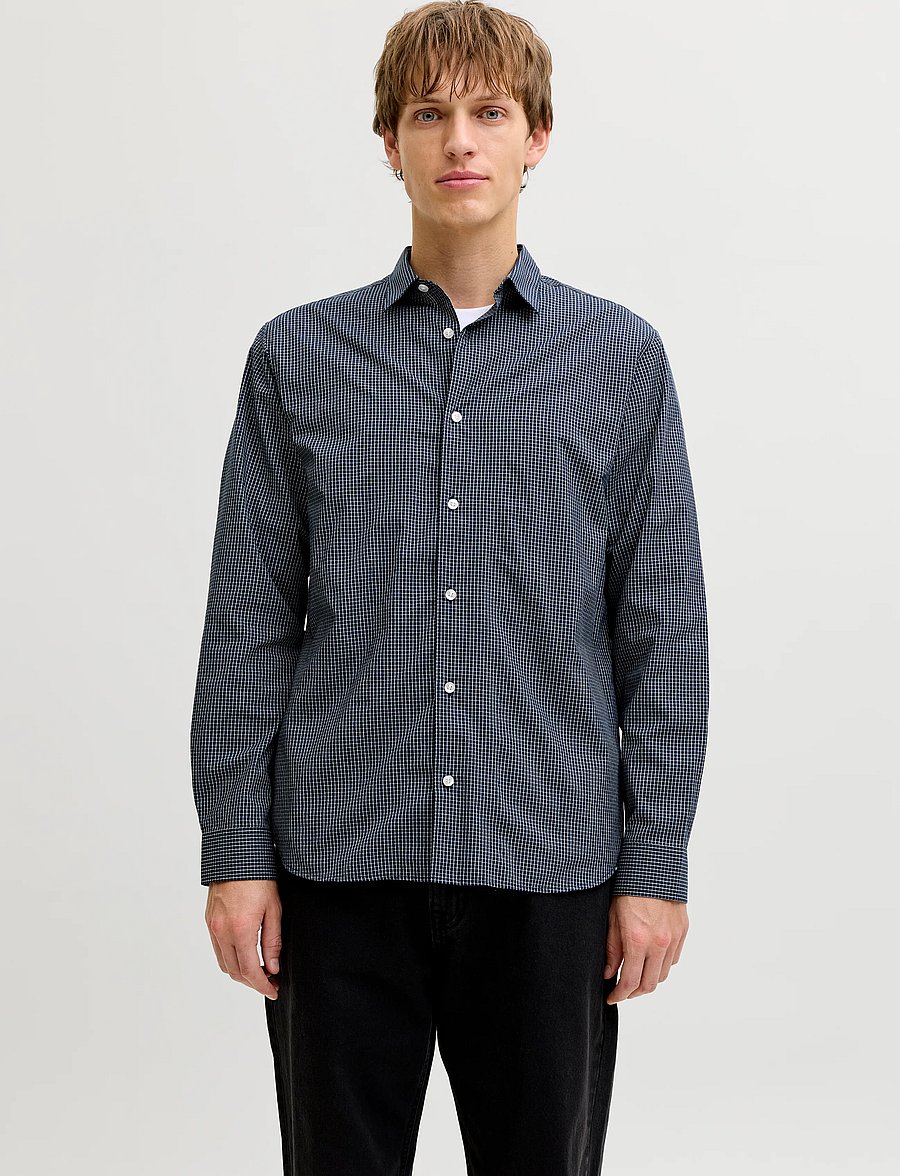 JJ REBEL - JREBGAVIN CHECK SHIRT LS - karierte hemden - navy blazer - 0