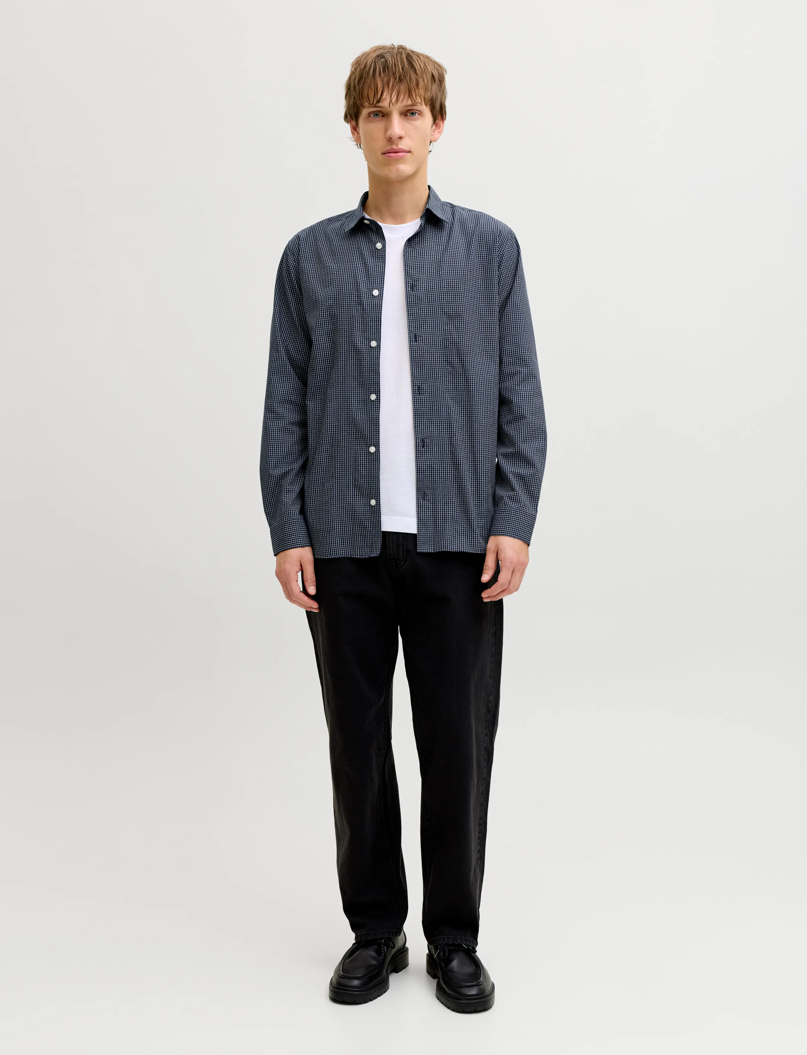 JJ REBEL - JREBGAVIN CHECK SHIRT LS - navy blazer - 3