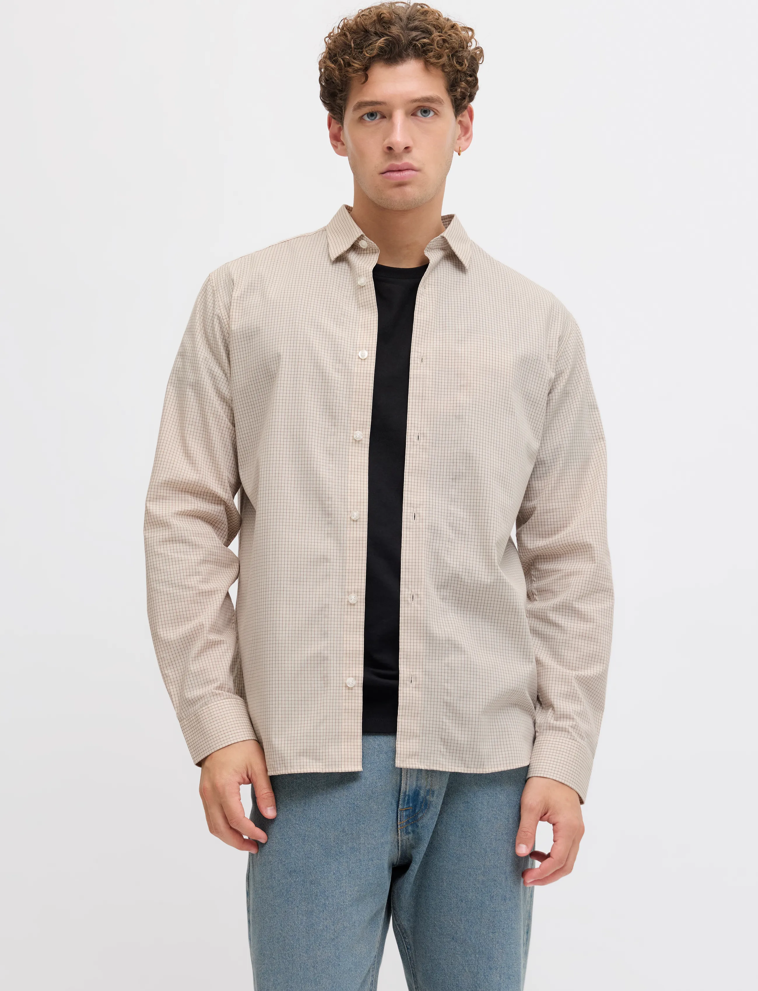JJ REBEL JREBGAVIN CHECK SHIRT LS - Hemden - ROASTED CASHEW / beige