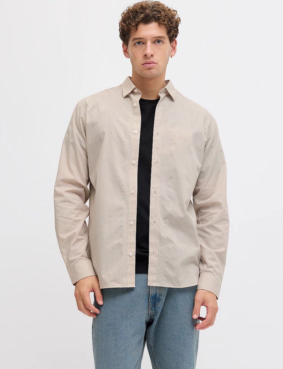 JJ REBEL - JREBGAVIN CHECK SHIRT LS - karierte hemden - roasted cashew - 0