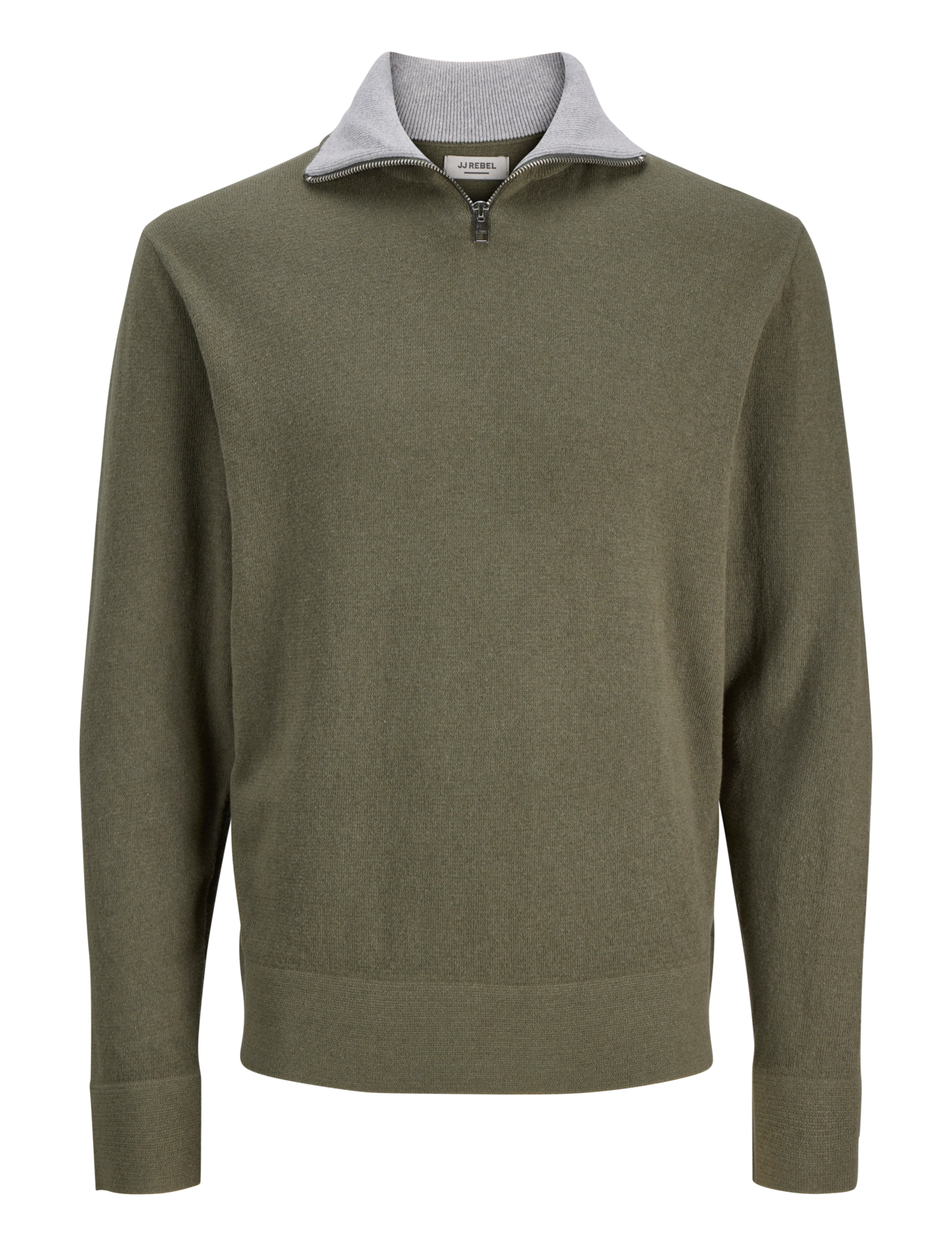 JJ REBEL JREBBEATON KNIT HALF ZIP - JJ REBEL - BEETLE / khaki/green