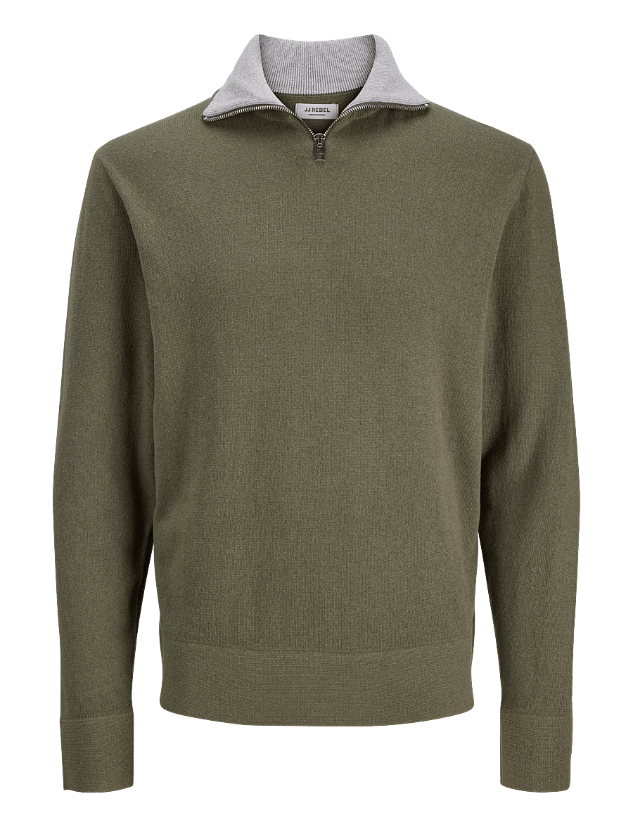 JJ REBEL - JREBBEATON KNIT HALF ZIP - beetle - 1