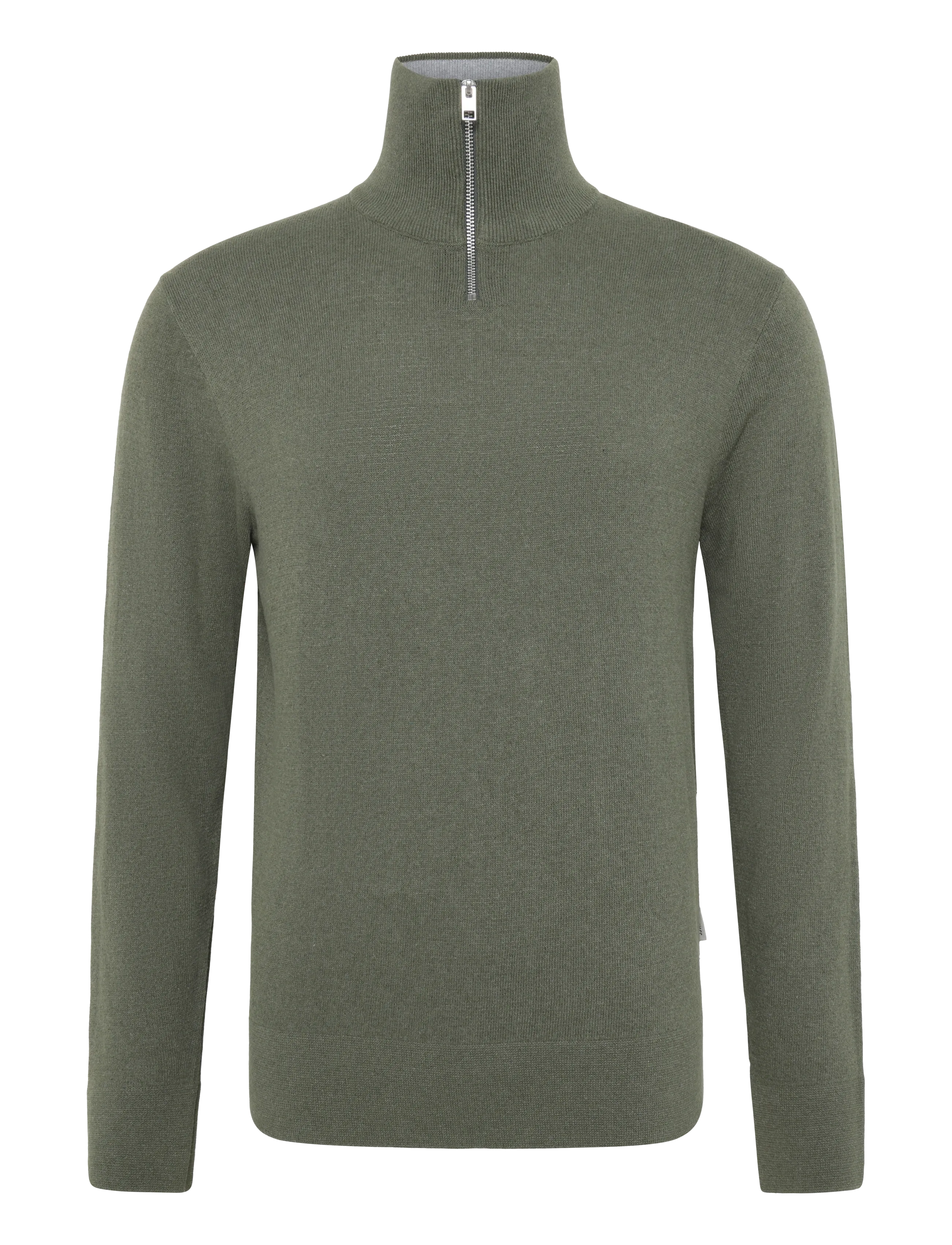JJ REBEL JREBBEATON KNIT HALF ZIP - Booztlet only men - BEETLE / khaki/green
