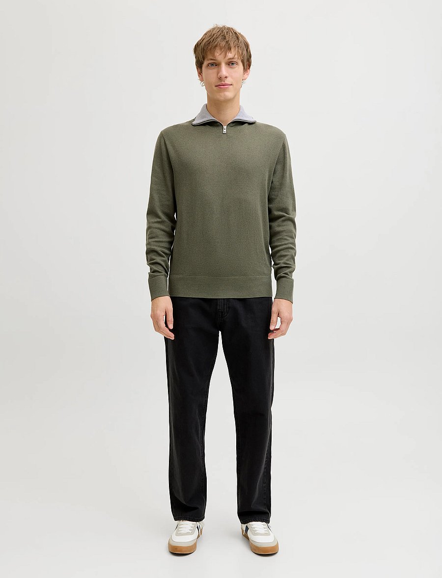 JJ REBEL - JREBBEATON KNIT HALF ZIP - beetle - 3