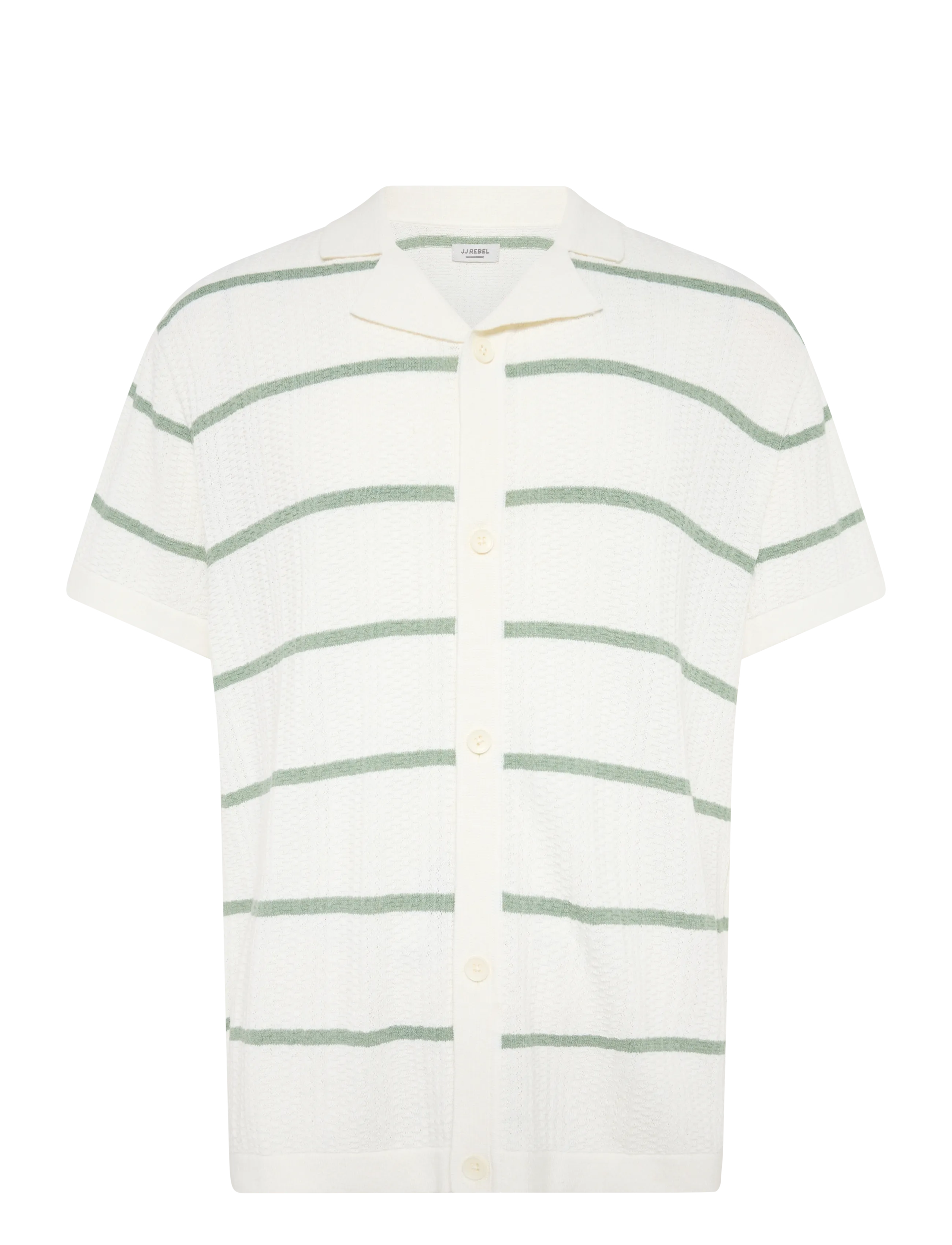 JJ REBEL JREBSTANCE KNIT RESORT SHIRT SS - Skjortor - CLOUD DANCER / cream