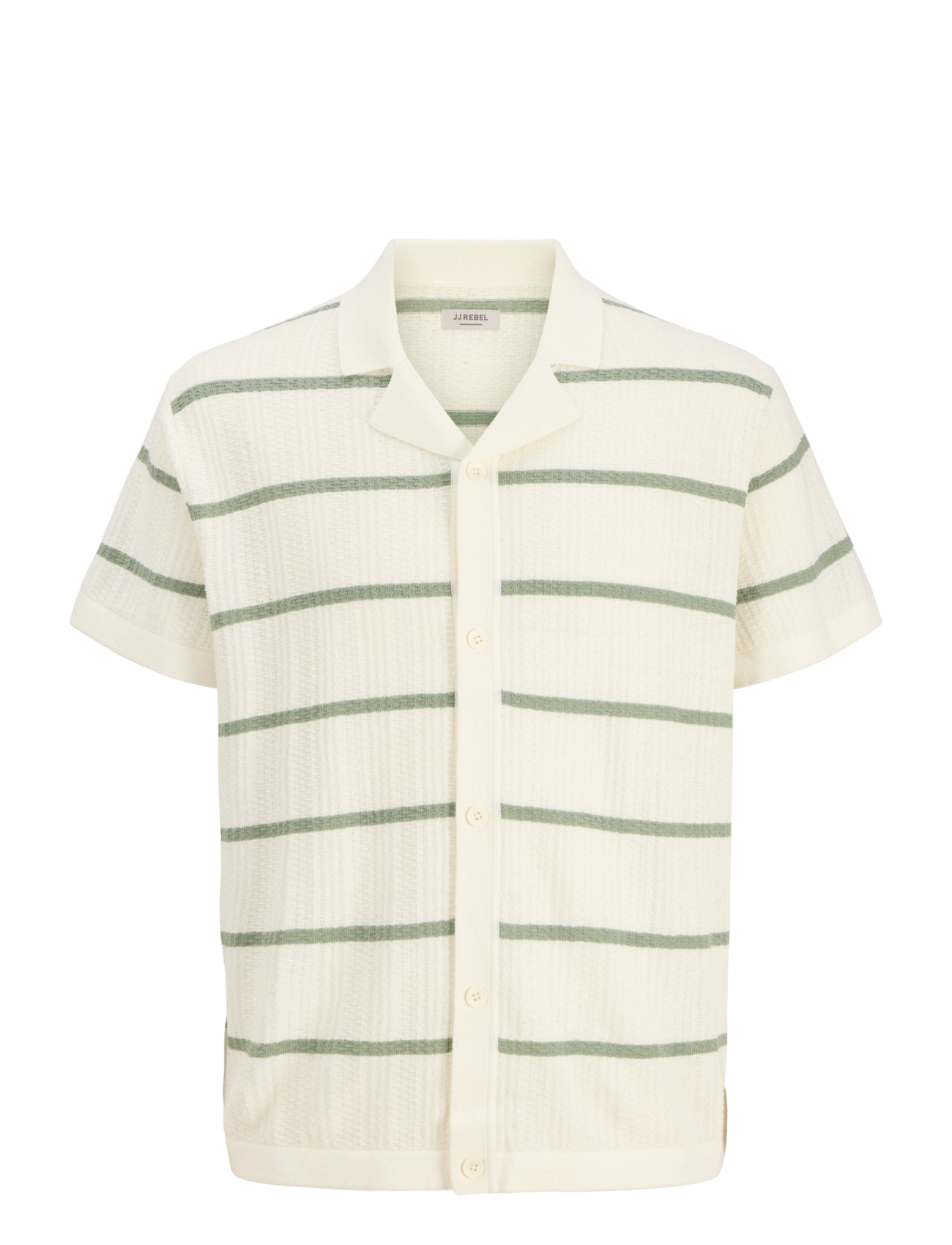 JJ REBEL JREBSTANCE KNIT RESORT SHIRT SS - Särgid - CLOUD DANCER / cream