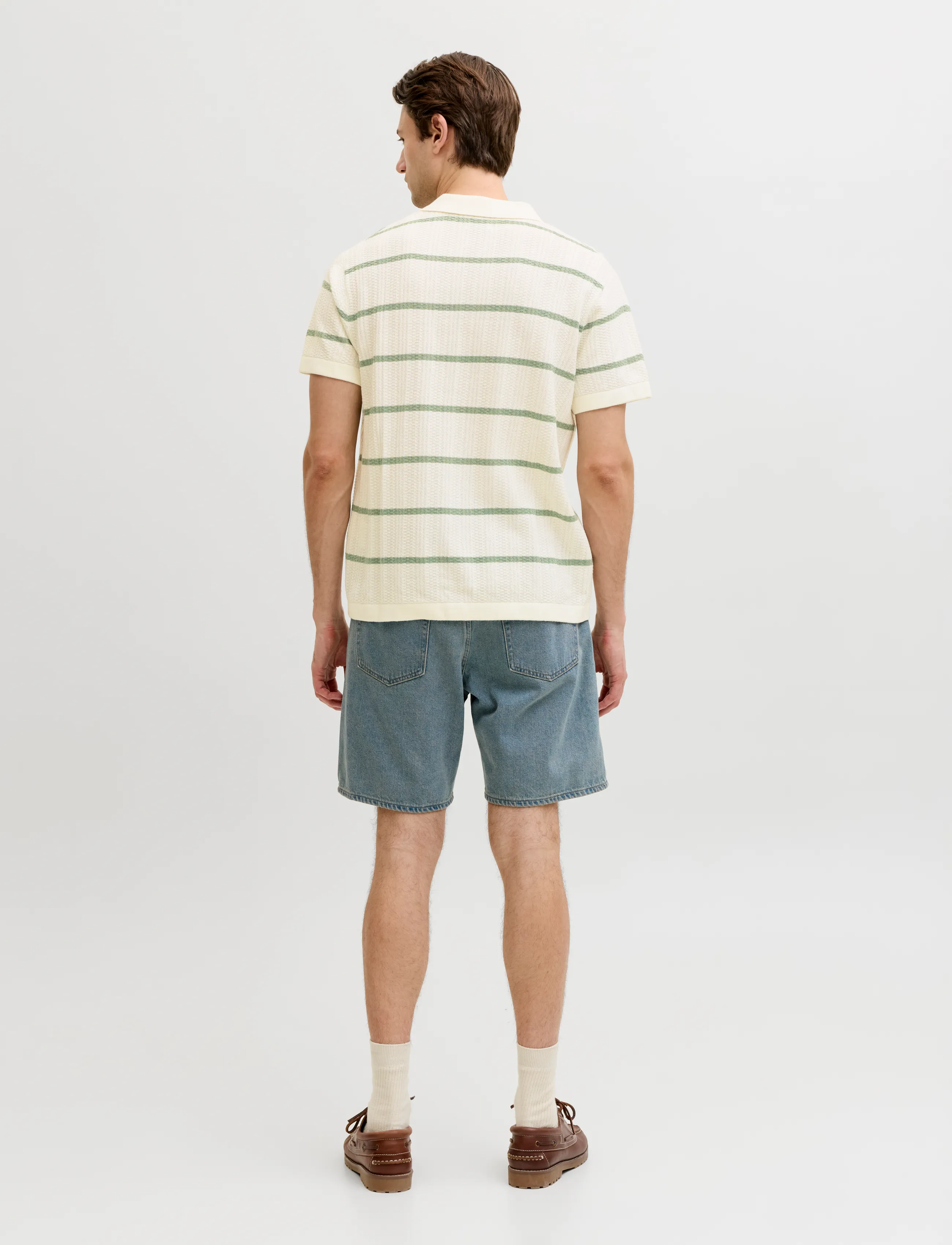 JJ REBEL - JREBSTANCE KNIT RESORT SHIRT SS - laveste priser - cloud dancer - 3