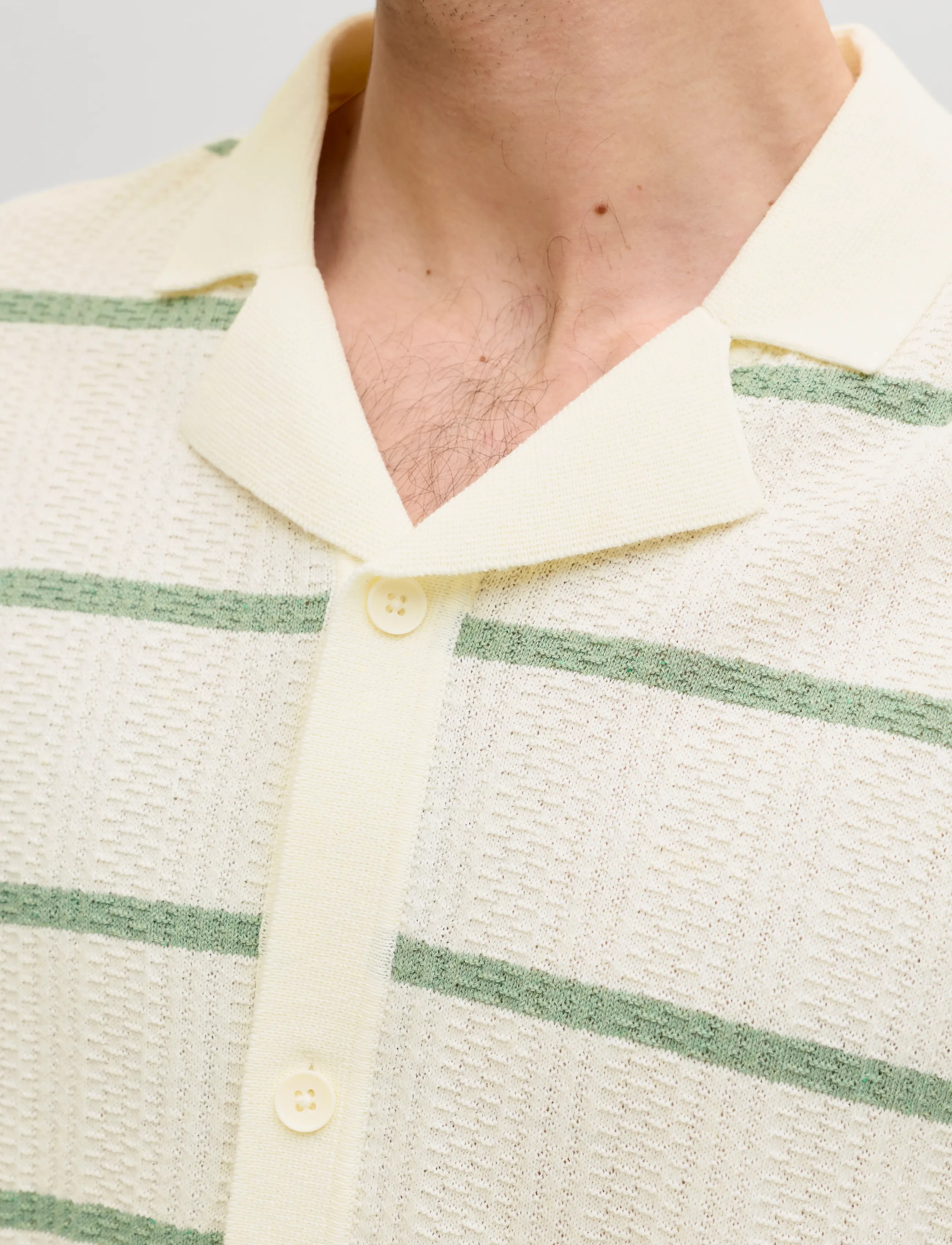JJ REBEL - JREBSTANCE KNIT RESORT SHIRT SS - laveste priser - cloud dancer - 5