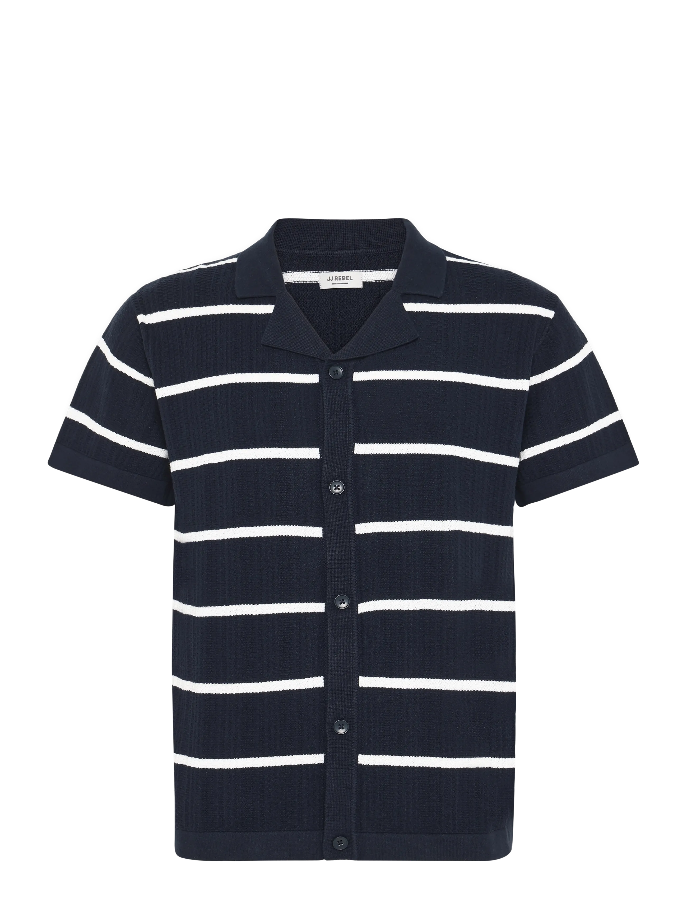 JJ REBEL JREBSTANCE KNIT RESORT SHIRT SS - Short-sleeved shirts - NAVY BLAZER / navy