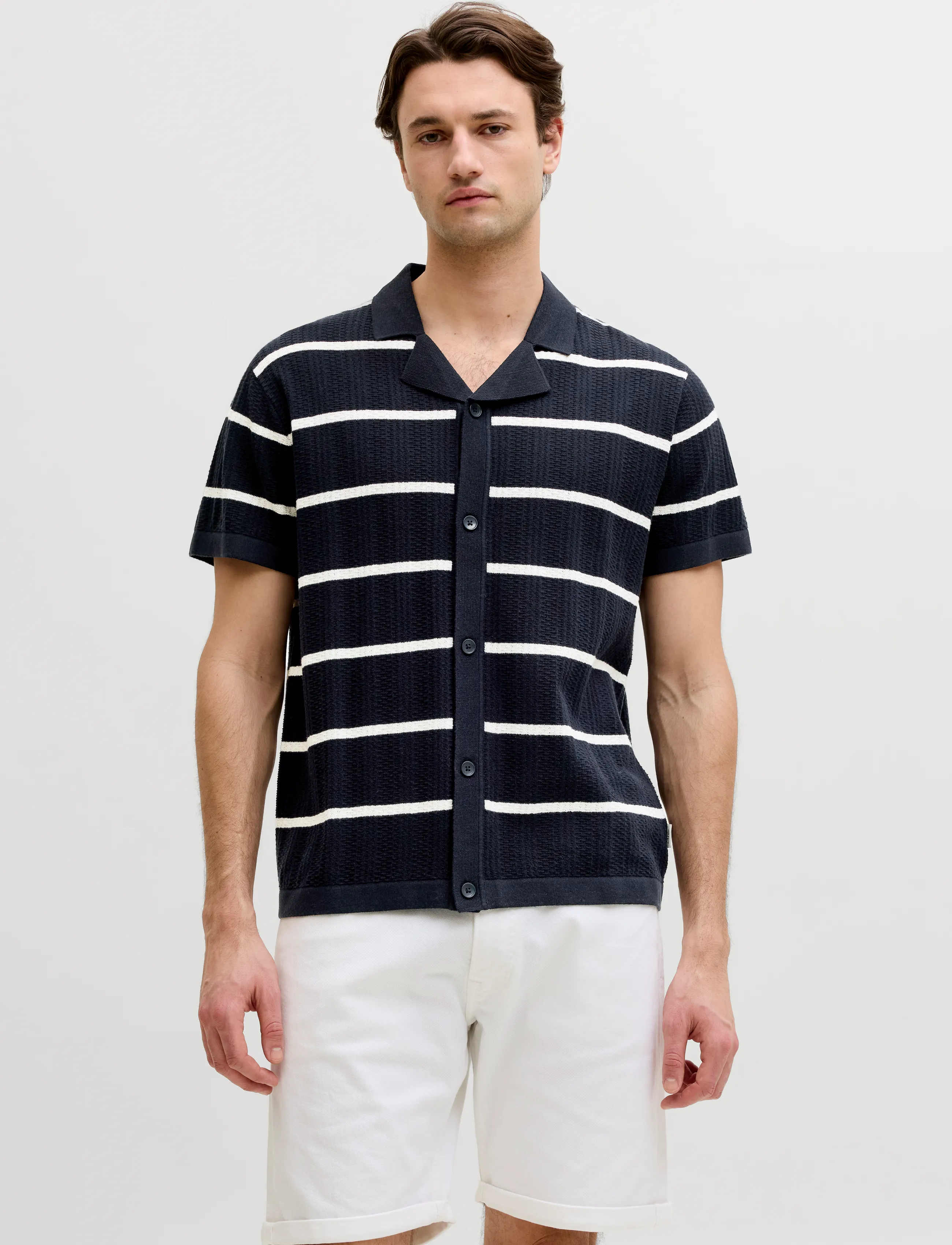 JJ REBEL JREBSTANCE KNIT RESORT SHIRT SS - JJ REBEL - NAVY BLAZER / navy