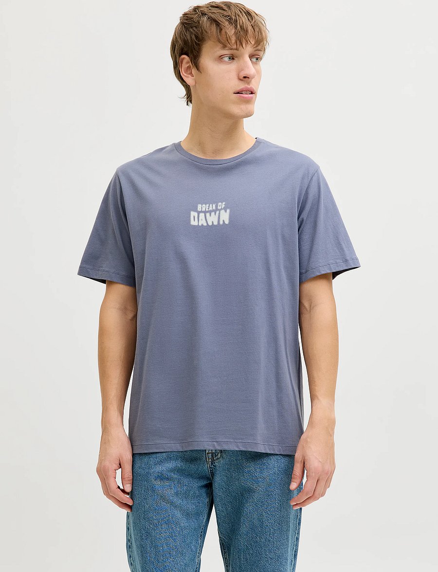JJ REBEL - JREBRILEY SS TEE - kurzärmelige t-shirts - folkstone gray - 0