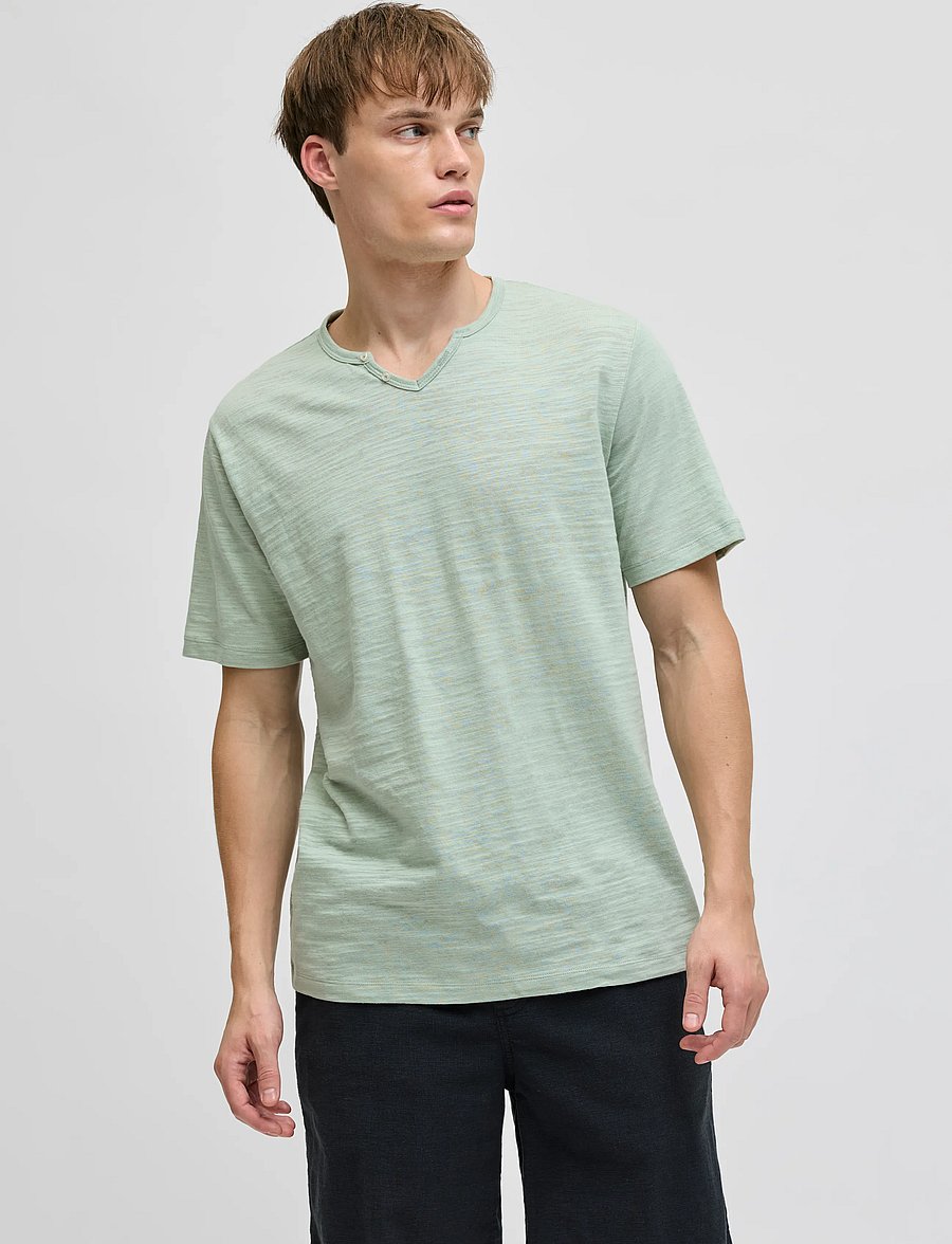 JJ REBEL - JREBSIMON SS TEE - kurzärmelige t-shirts - aqua gray - 0