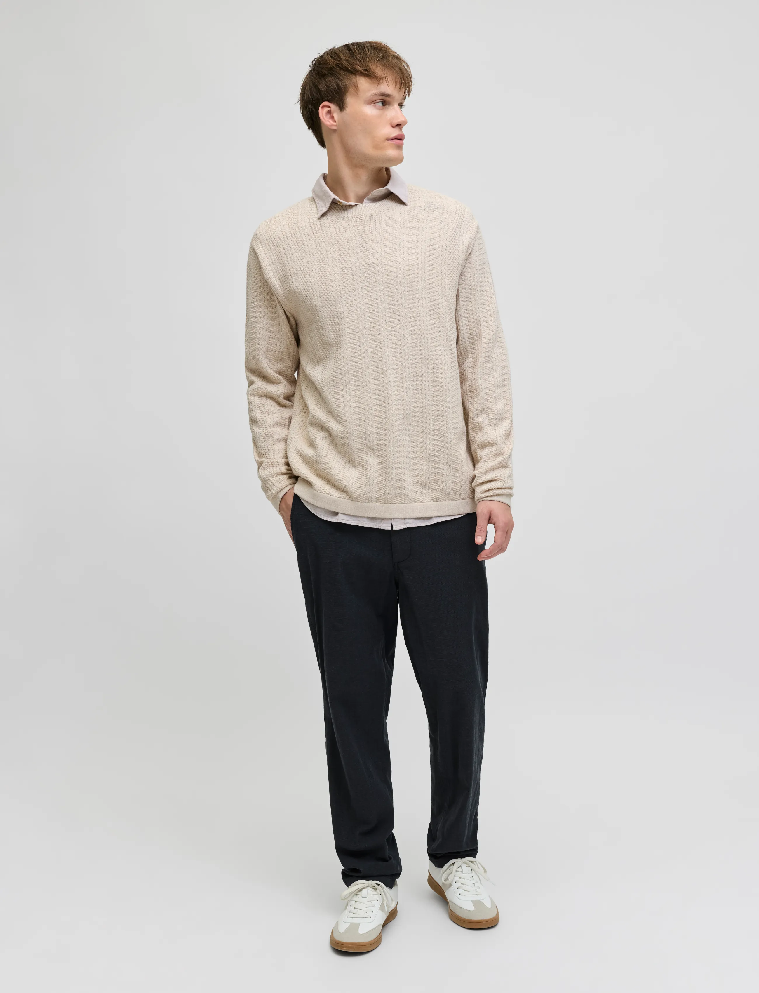 JJ REBEL - JREBSTANCE KNIT CREW NECK - rund hals - moonbeam - 4