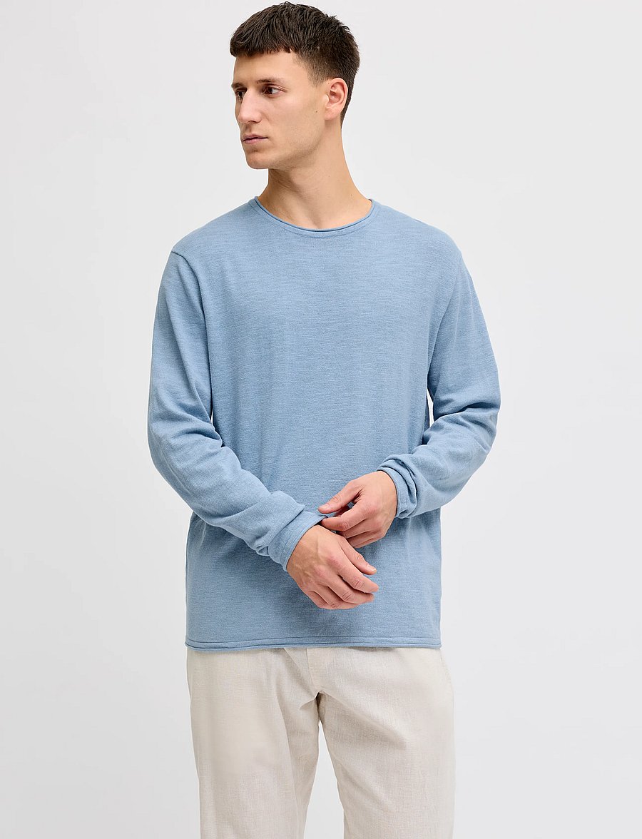 JJ REBEL - JREBVARGO KNIT CREW NECK - rundhals - faded denim - 0
