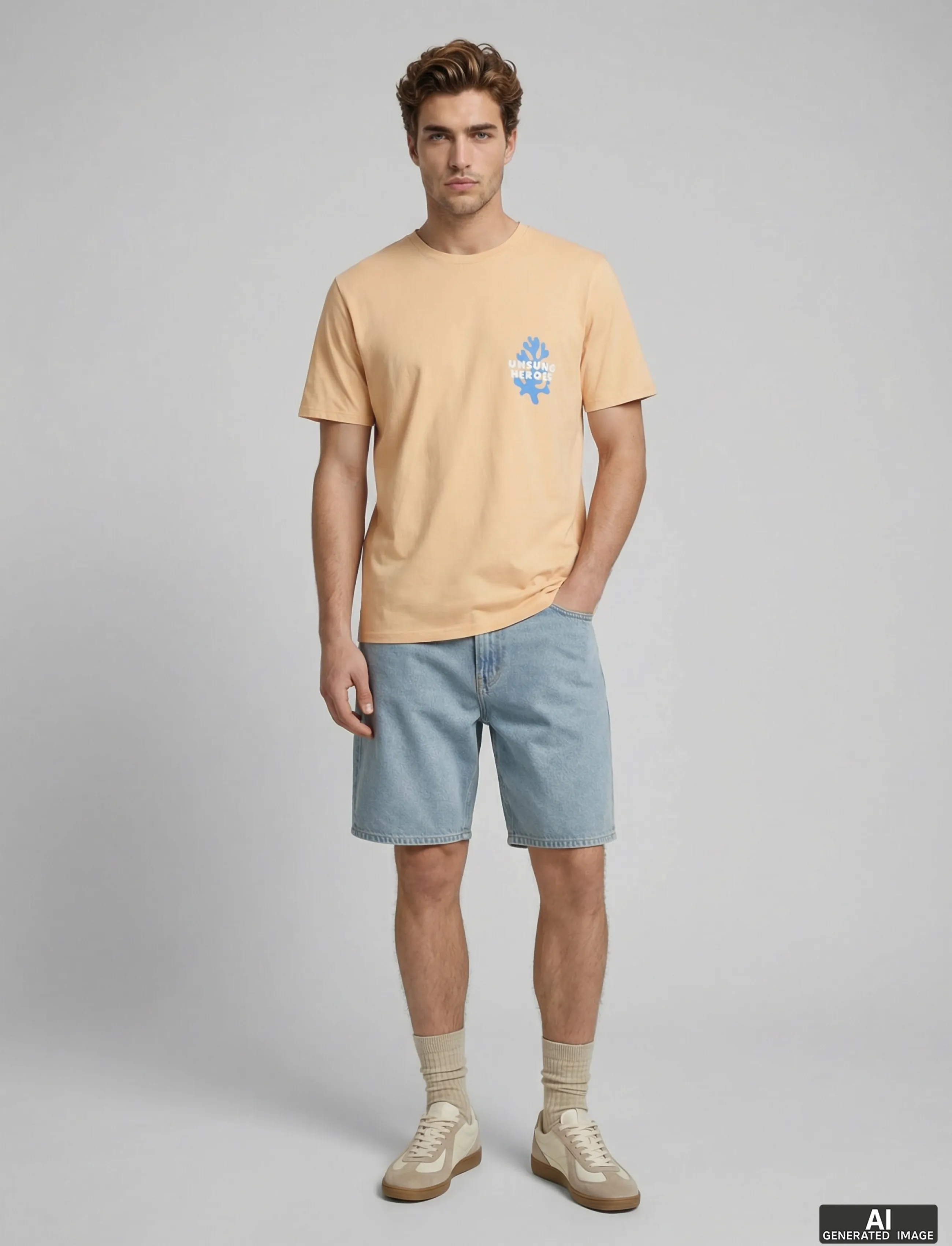 JJ REBEL - JREBANTONIO REGULAR SS TEE - apricot ice - 4