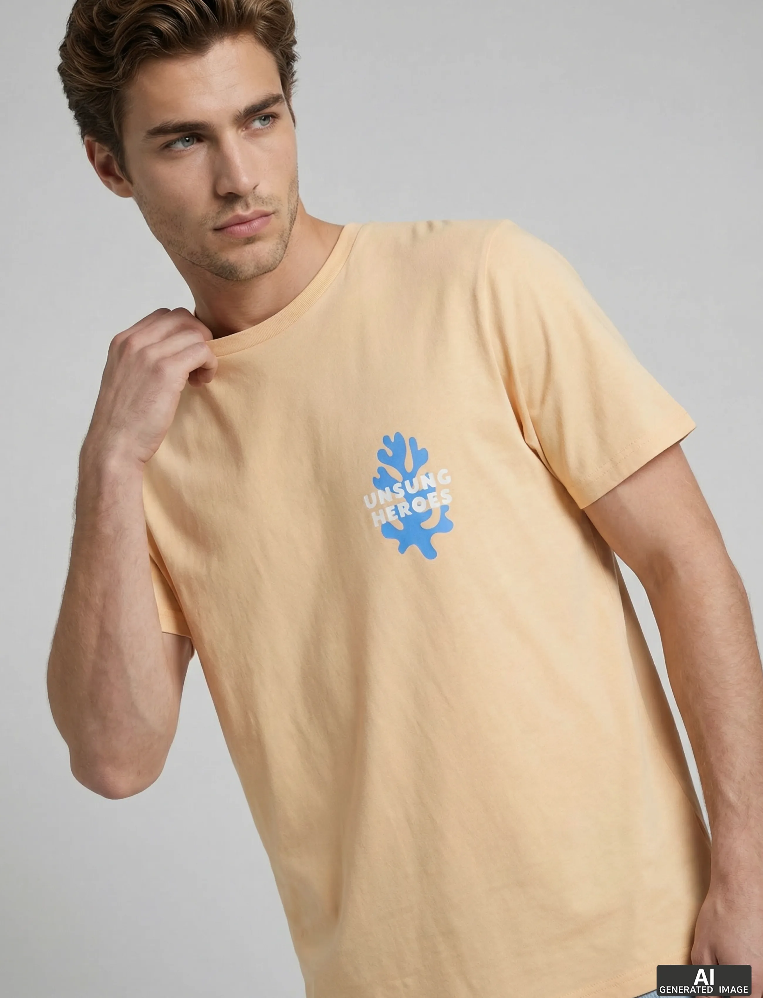 JJ REBEL - JREBANTONIO REGULAR SS TEE - apricot ice - 5