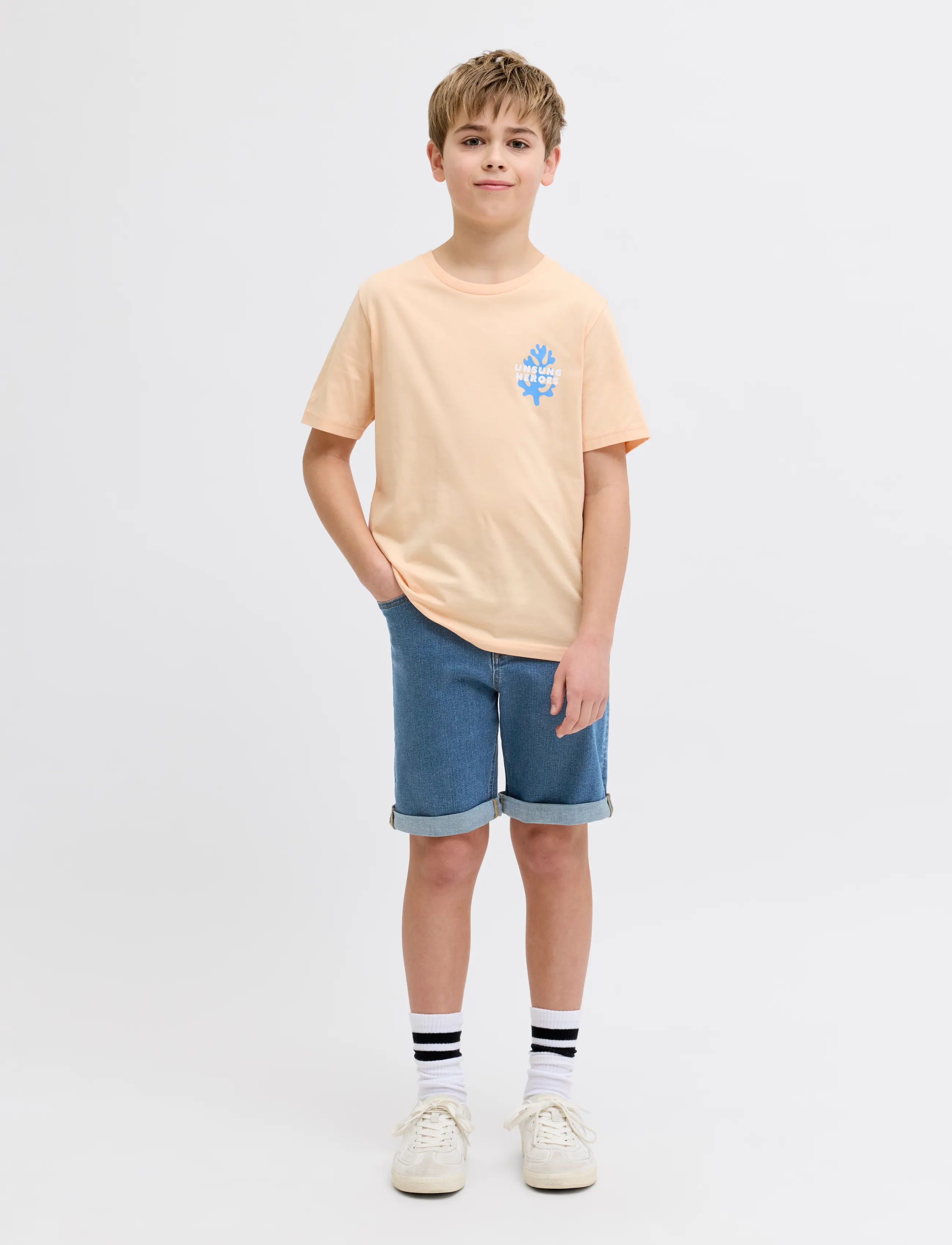 JJ REBEL - JREBJOE JJCRAFT SHORTS AKM 760 SN JNR - denimshorts - blue denim - 4