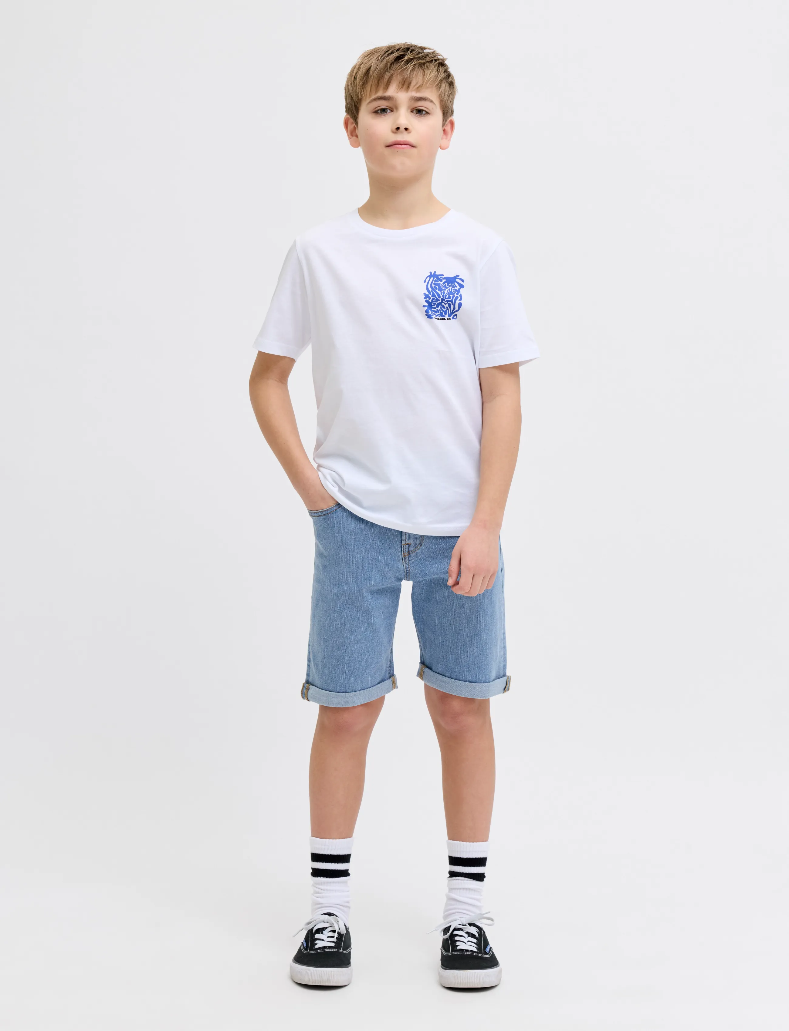 JJ REBEL - JREBJOE JJCRAFT SHORTS AKM 761 SN JNR - blue denim - 4
