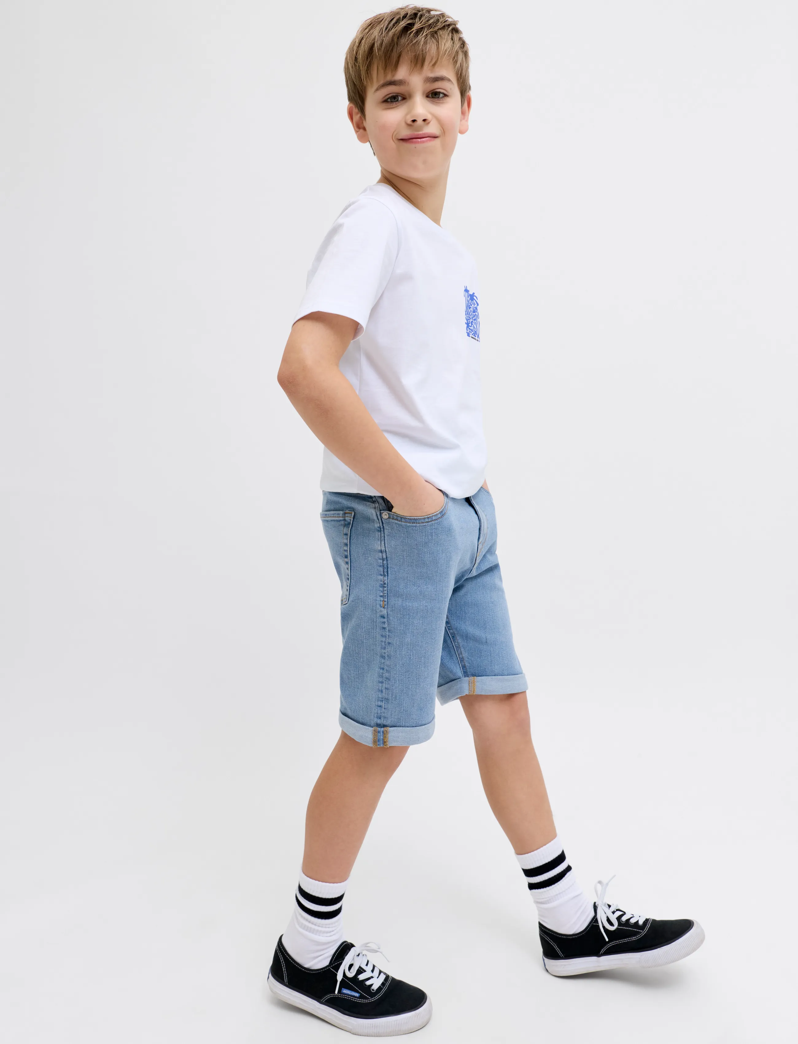 JJ REBEL - JREBJOE JJCRAFT SHORTS AKM 761 SN JNR - blue denim - 5