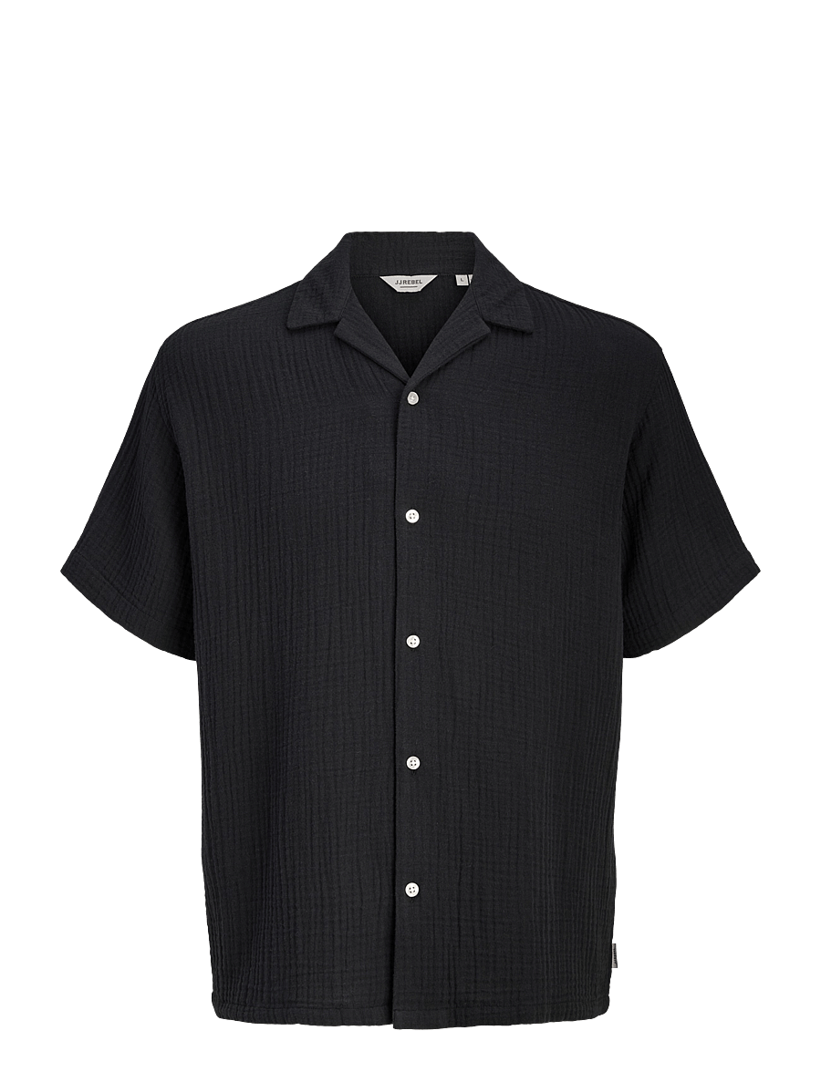 JJ REBEL - JREBJASON PATRICK RESORT SHIRT SS - kortærmede skjorter - black - 1