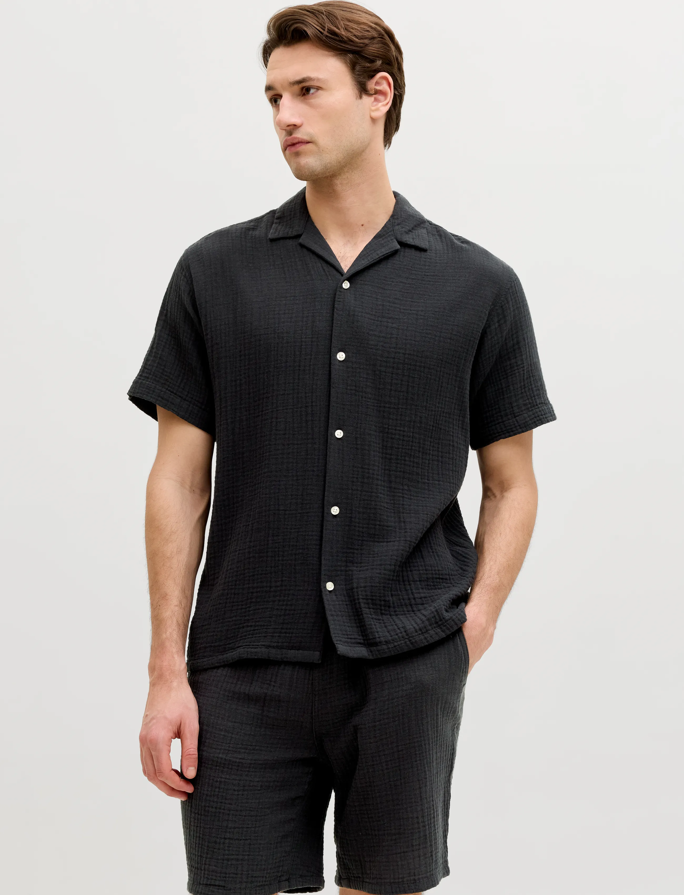 JJ REBEL JREBJASON PATRICK RESORT SHIRT SS - Hemden - BLACK / black