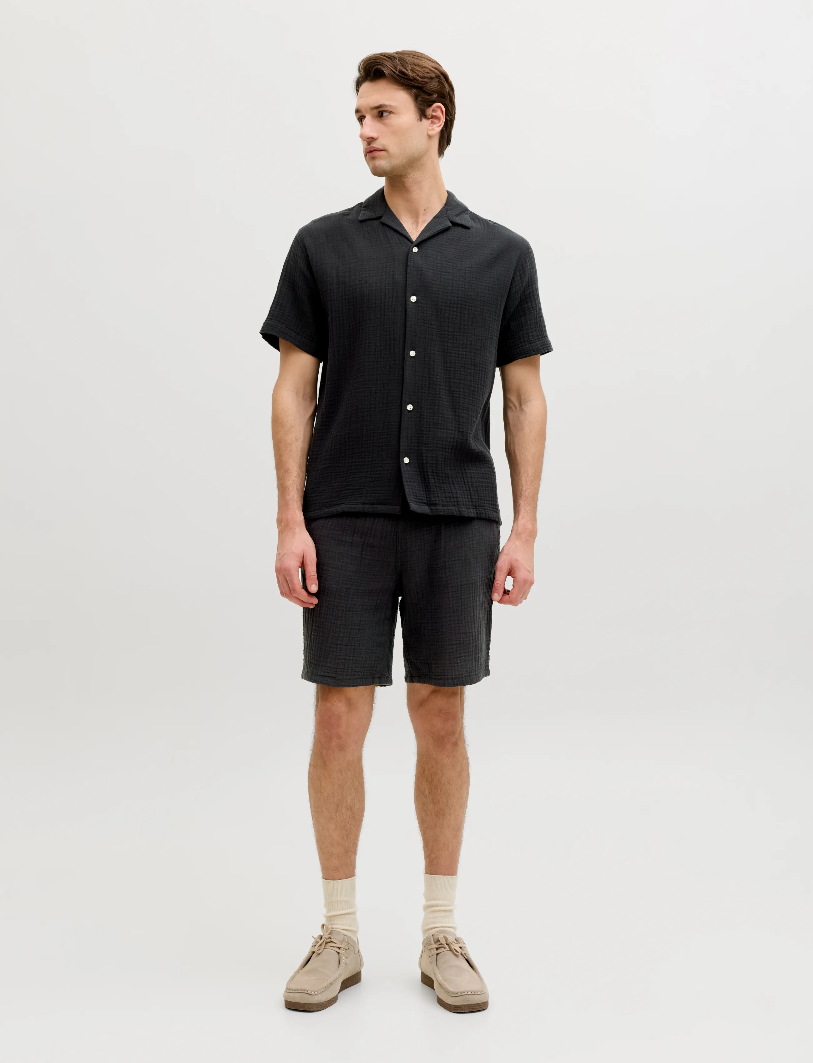 JJ REBEL - JREBJASON PATRICK RESORT SHIRT SS - kortærmede skjorter - black - 3