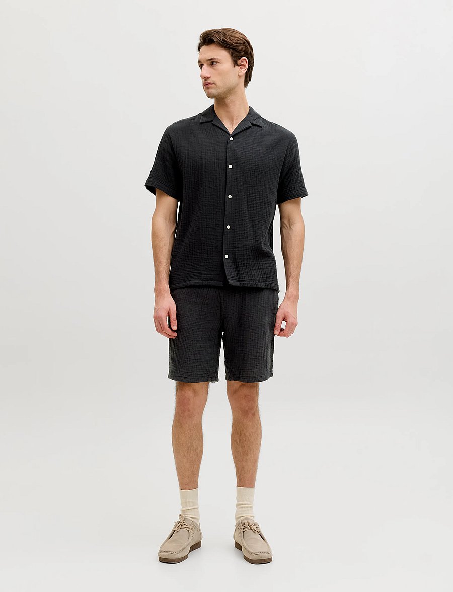 JJ REBEL - JREBJASON PATRICK RESORT SHIRT SS - kortærmede skjorter - black - 3