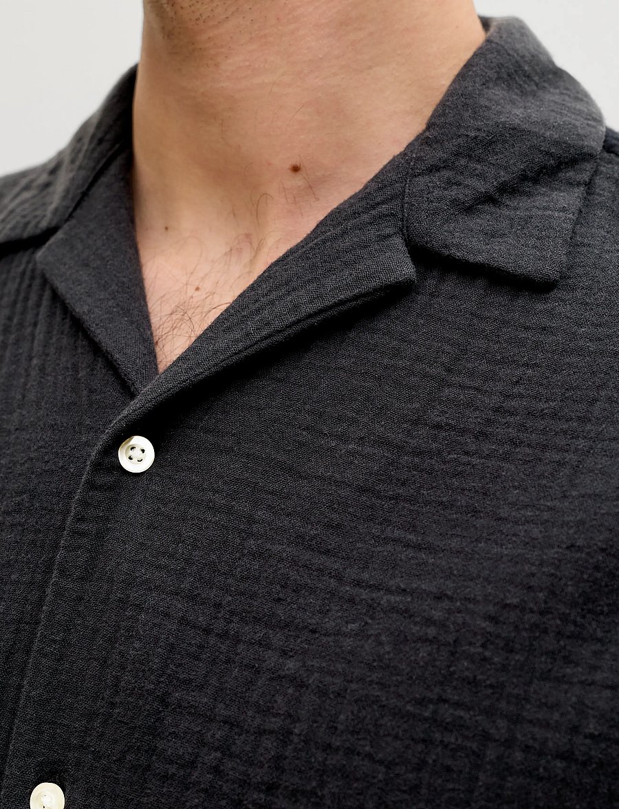 JJ REBEL - JREBJASON PATRICK RESORT SHIRT SS - kortærmede skjorter - black - 4